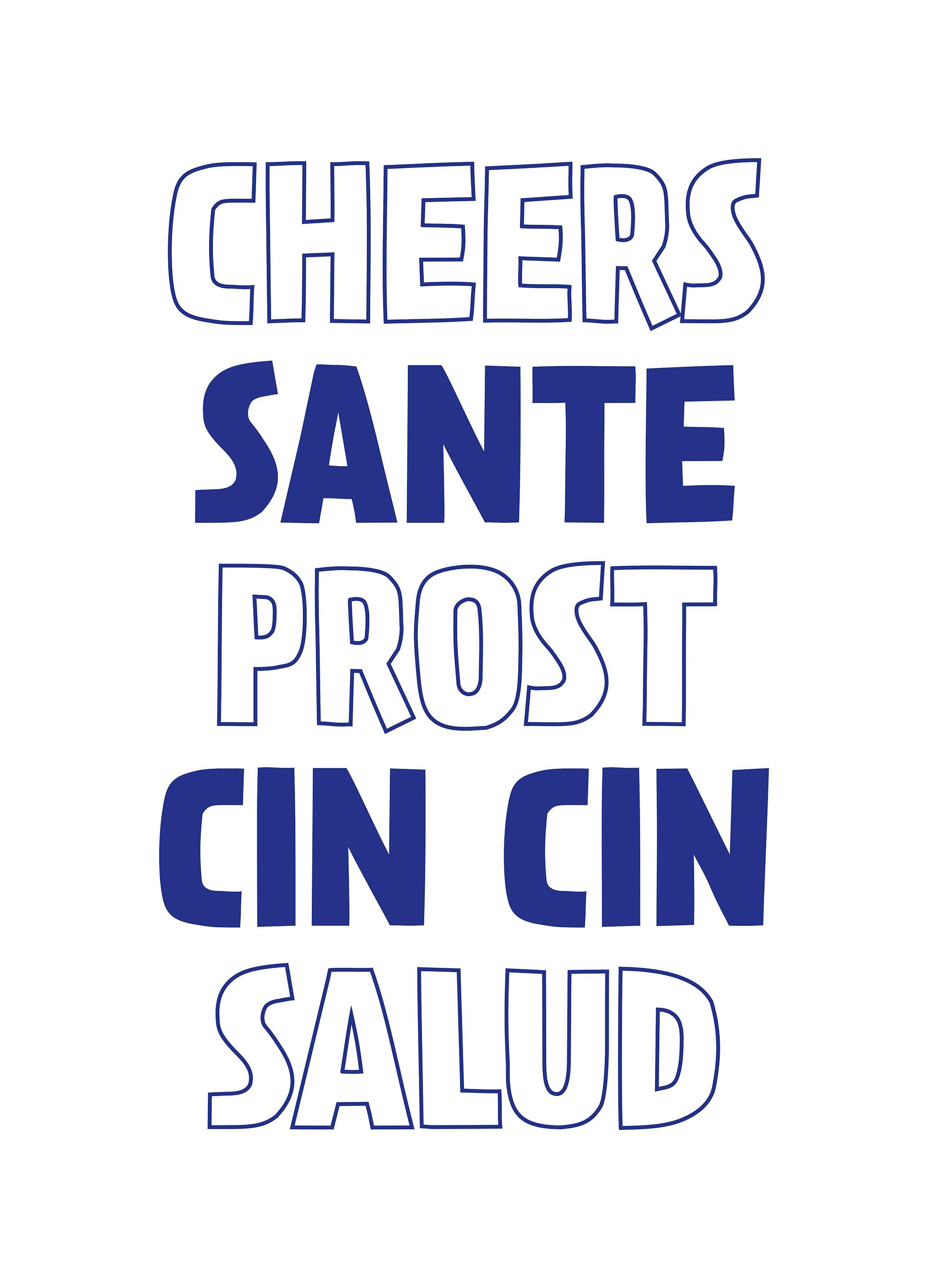 Cheers Cin Cin Blå Poster (70x100 cm) - Poster Store