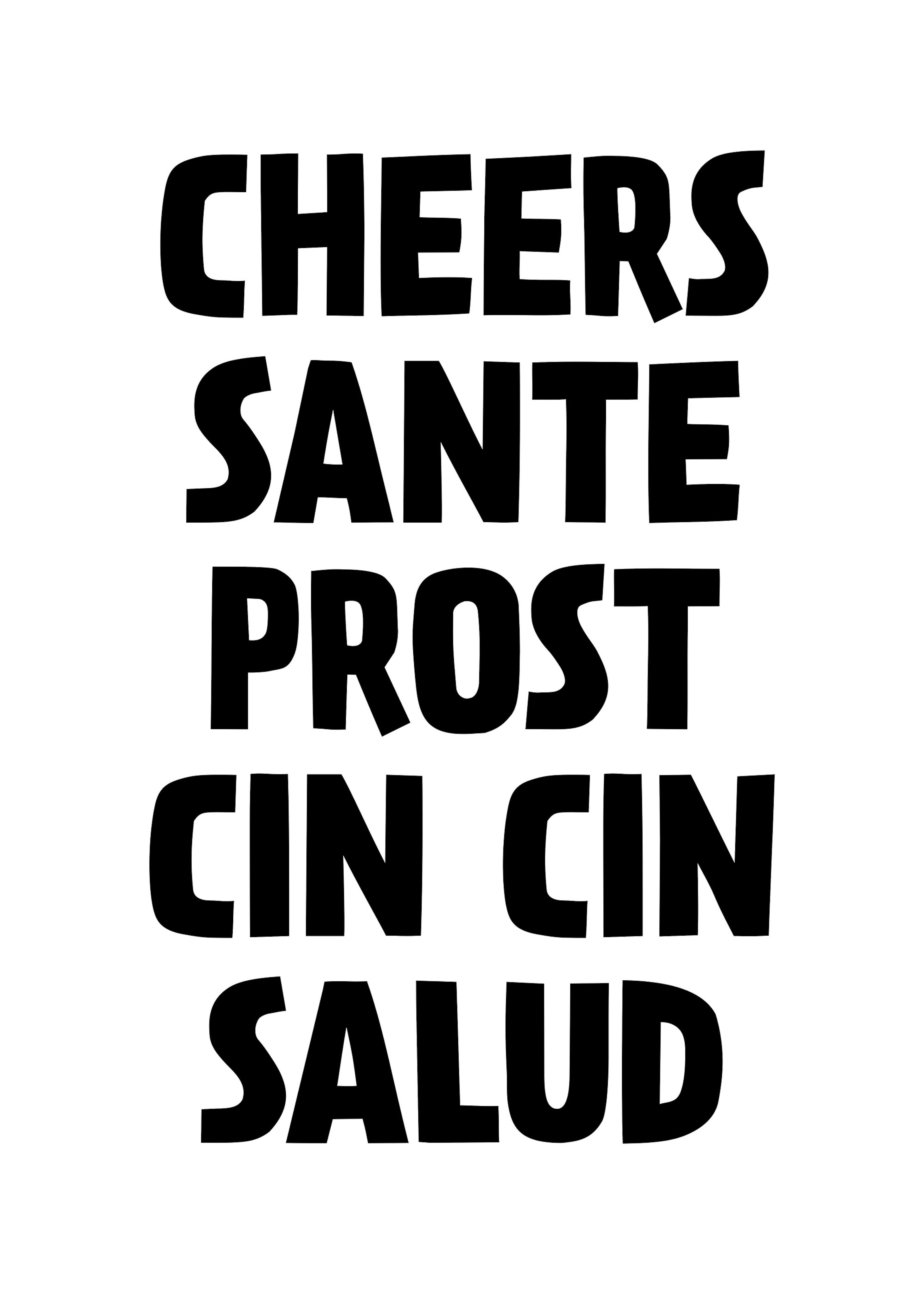 Cheers Cin Cin ブラック ポスター 0