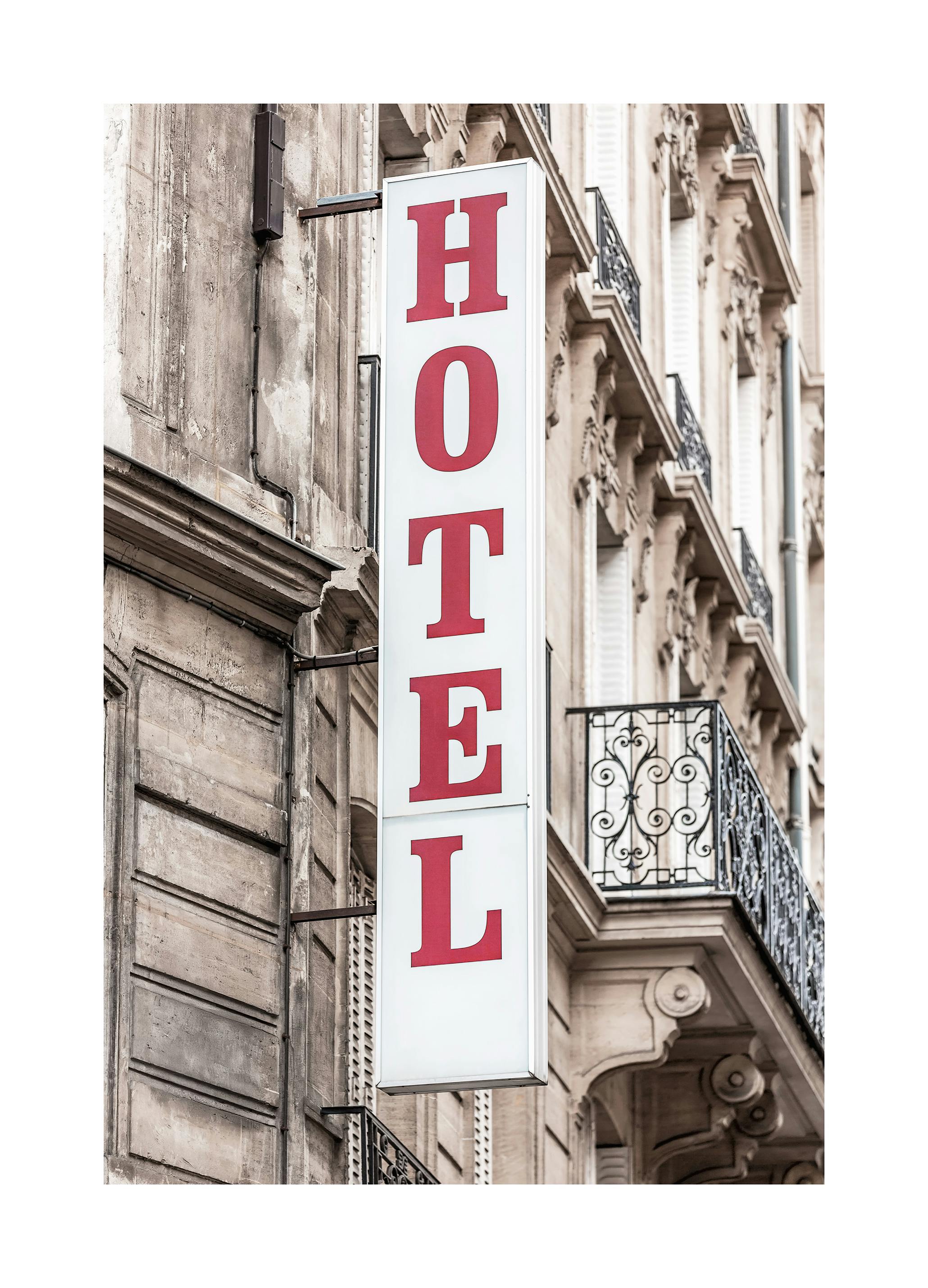 Prints Hotel Sign Poster (70x100 cm) - Poster Store