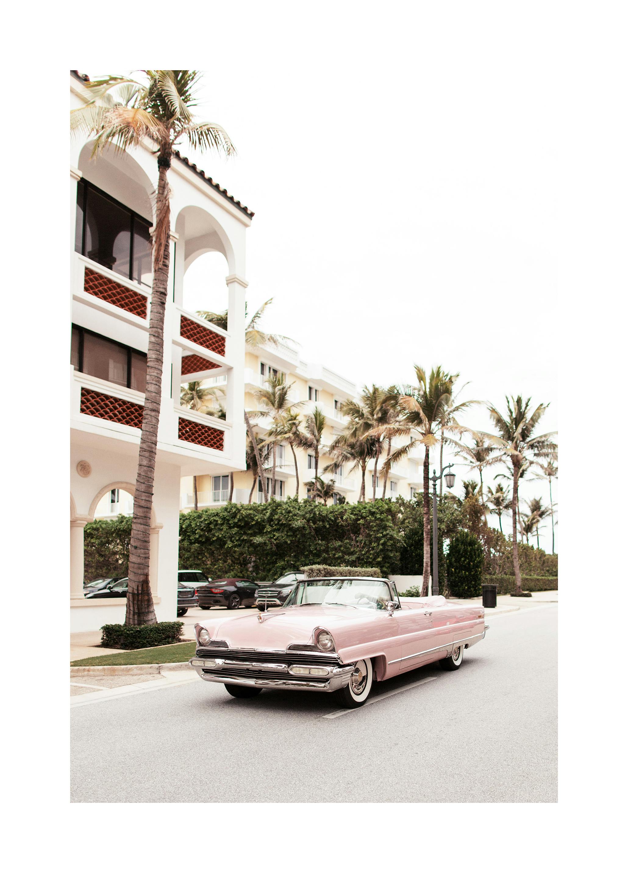 Voiture Vintage à Palm Beach Affiche (50x70 cm) - Poster Store