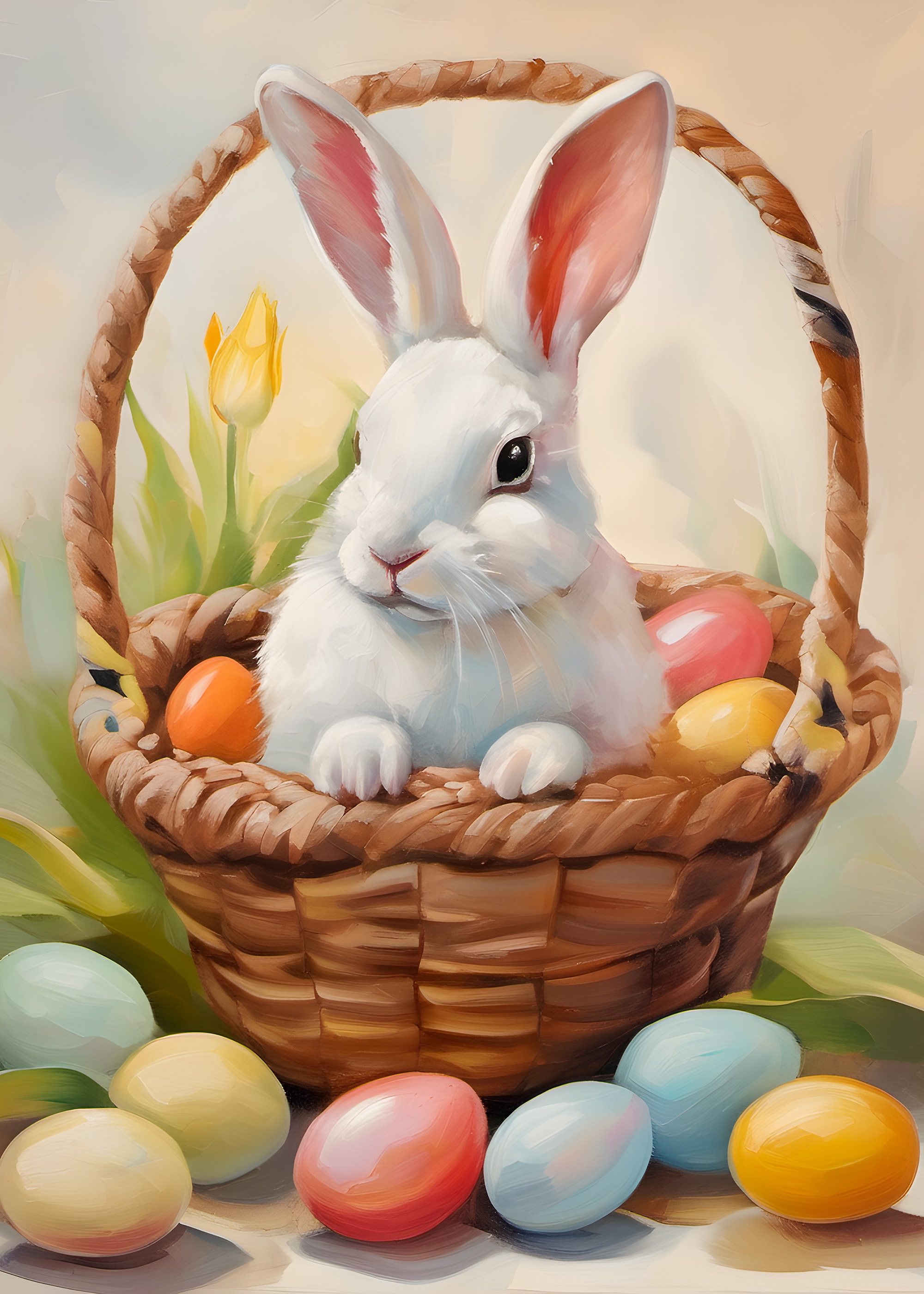 Easter Bunny Basket Pastel Eggs Poster | Poster Store US