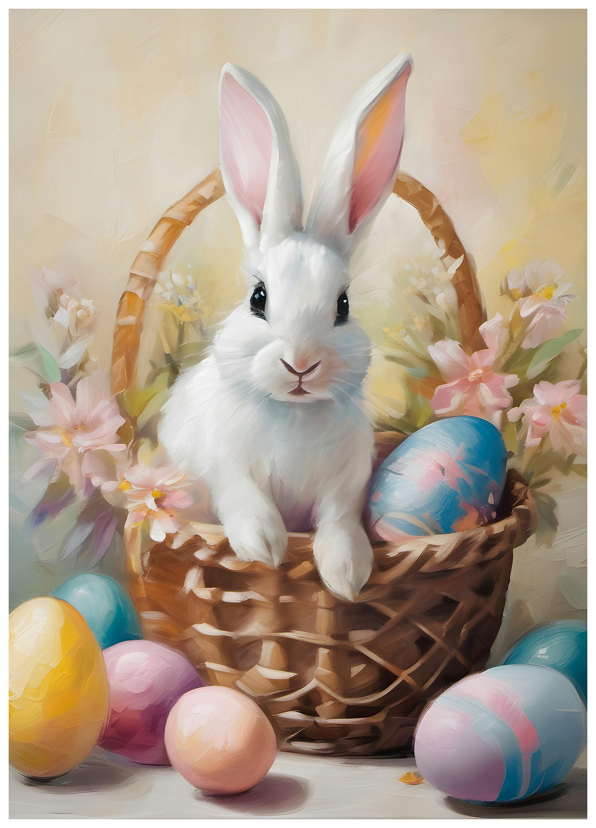 Spring Bunny with Easter Eggs Poster (50x70 cm) - Poster Store