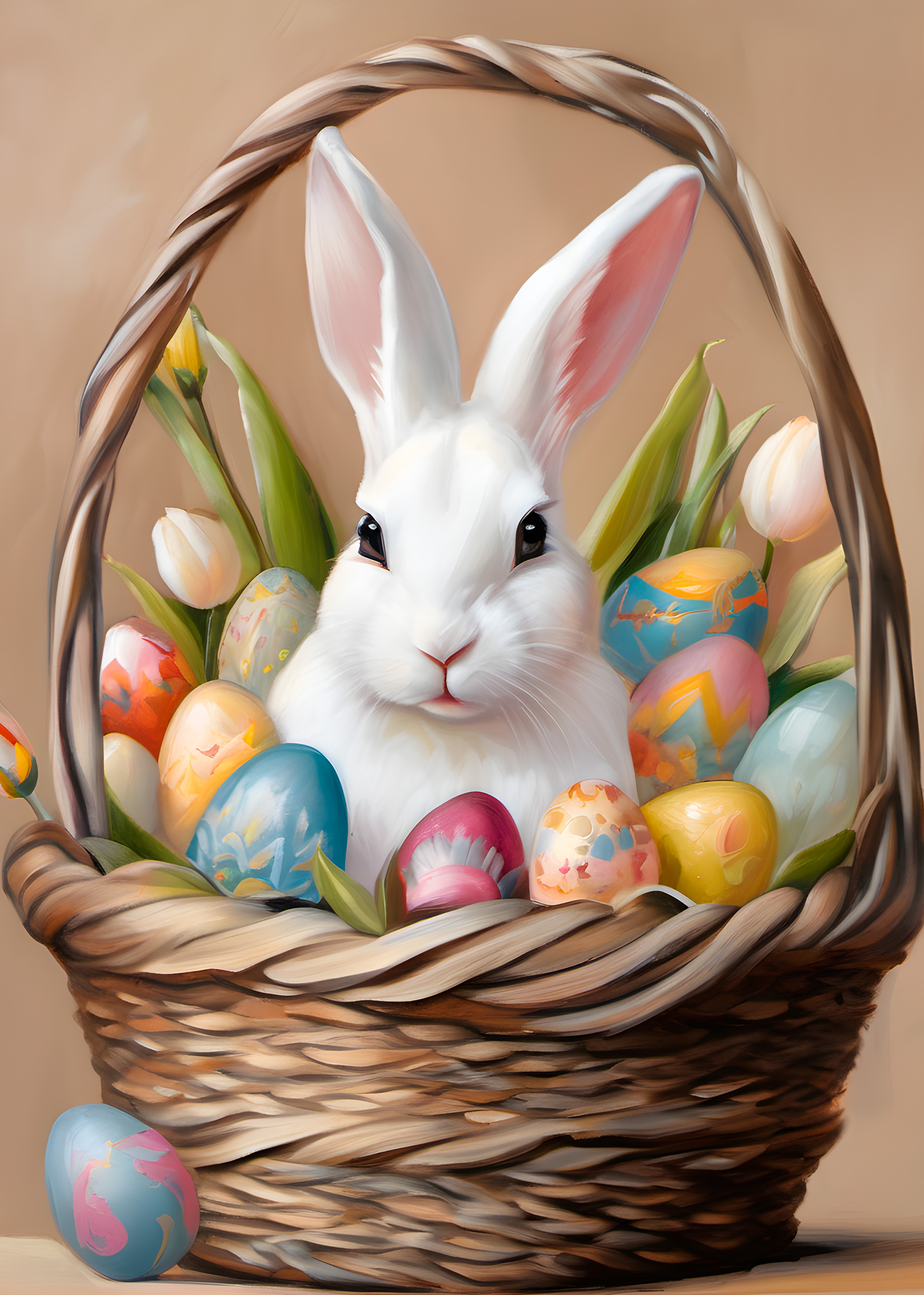 Tulip Garden Easter Bunny Basket Poster | Poster Store US