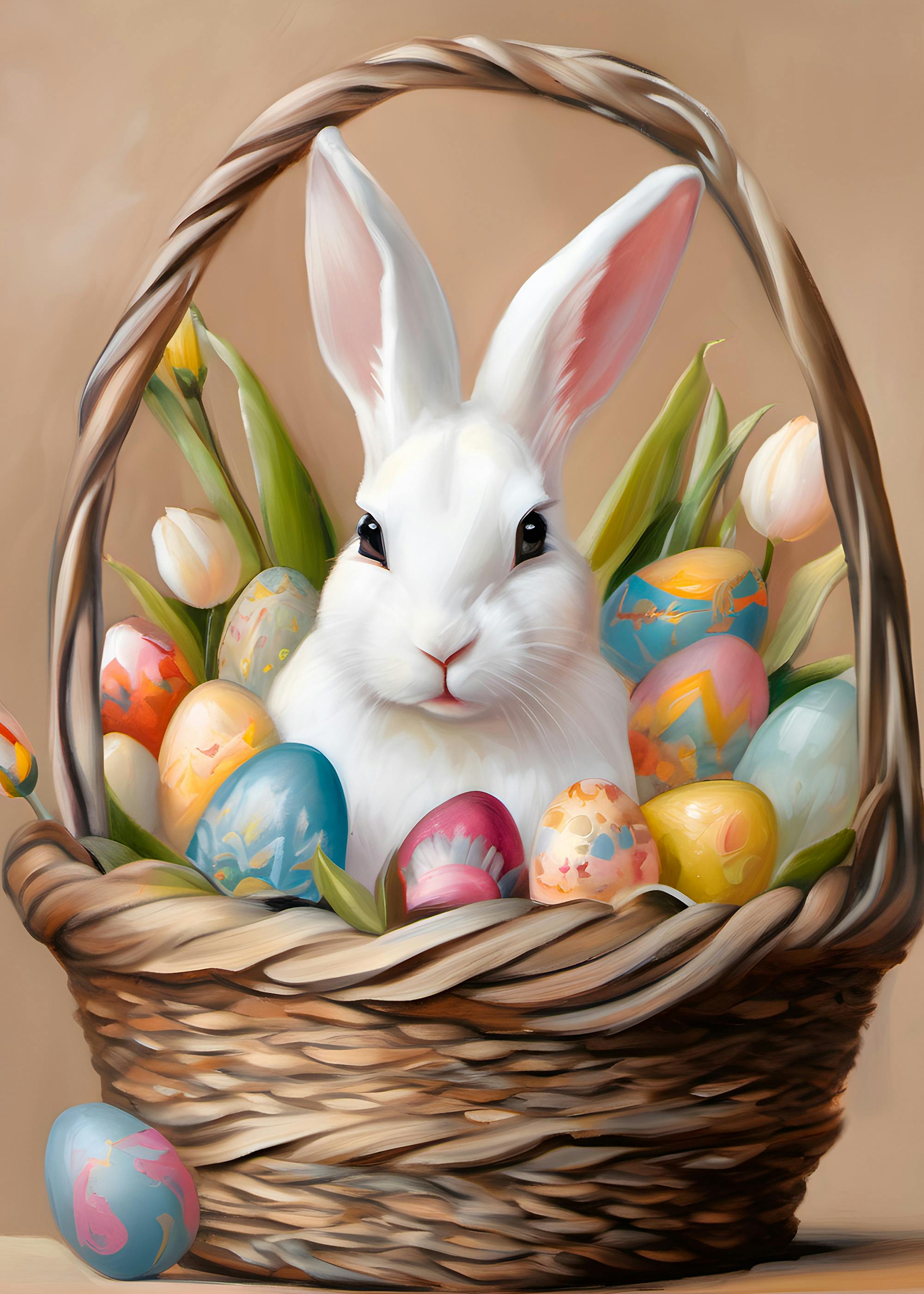 Tulip Garden Easter Bunny Basket Poster 0