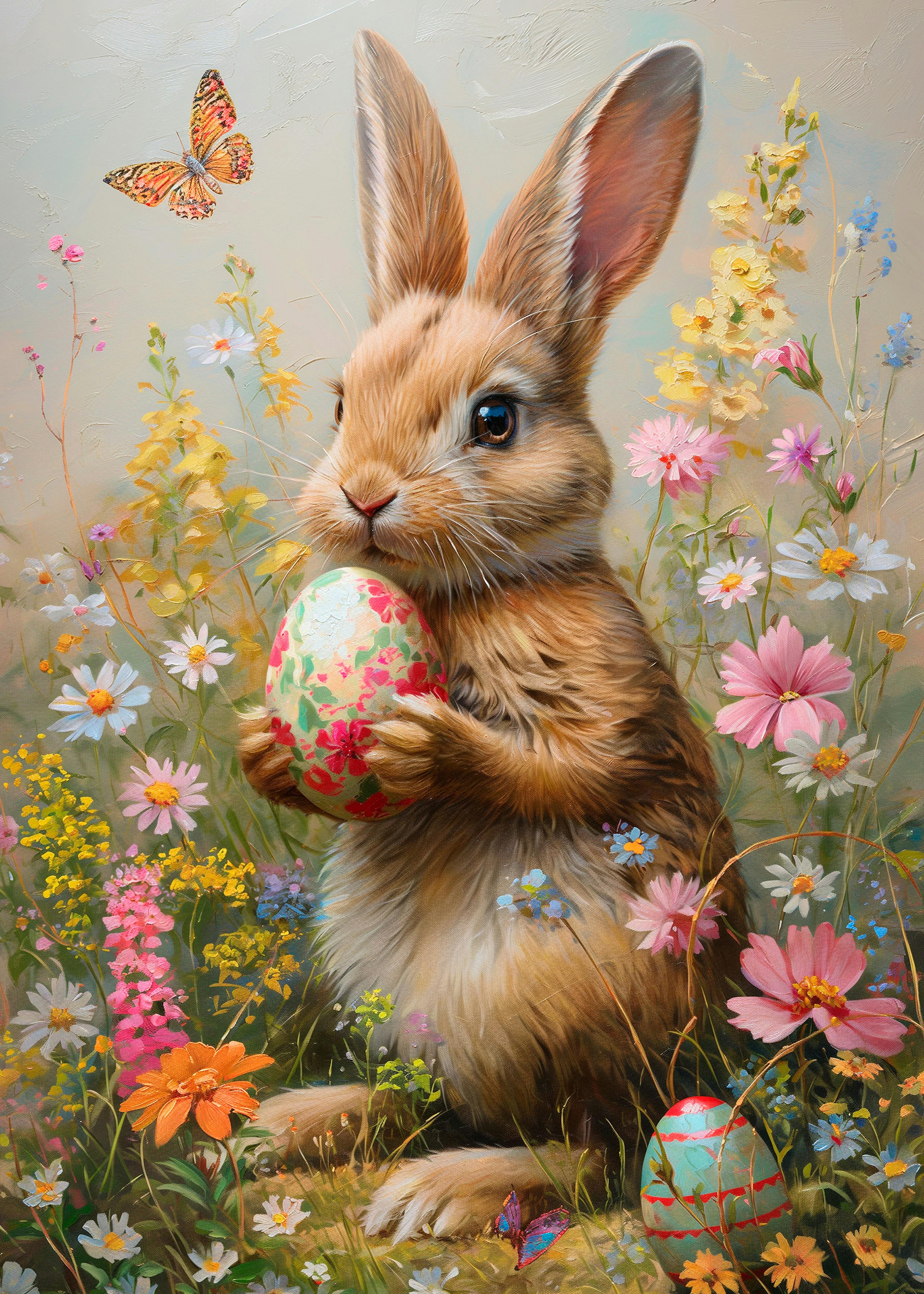 Wildflower Easter Bunny Meadow Poster 0