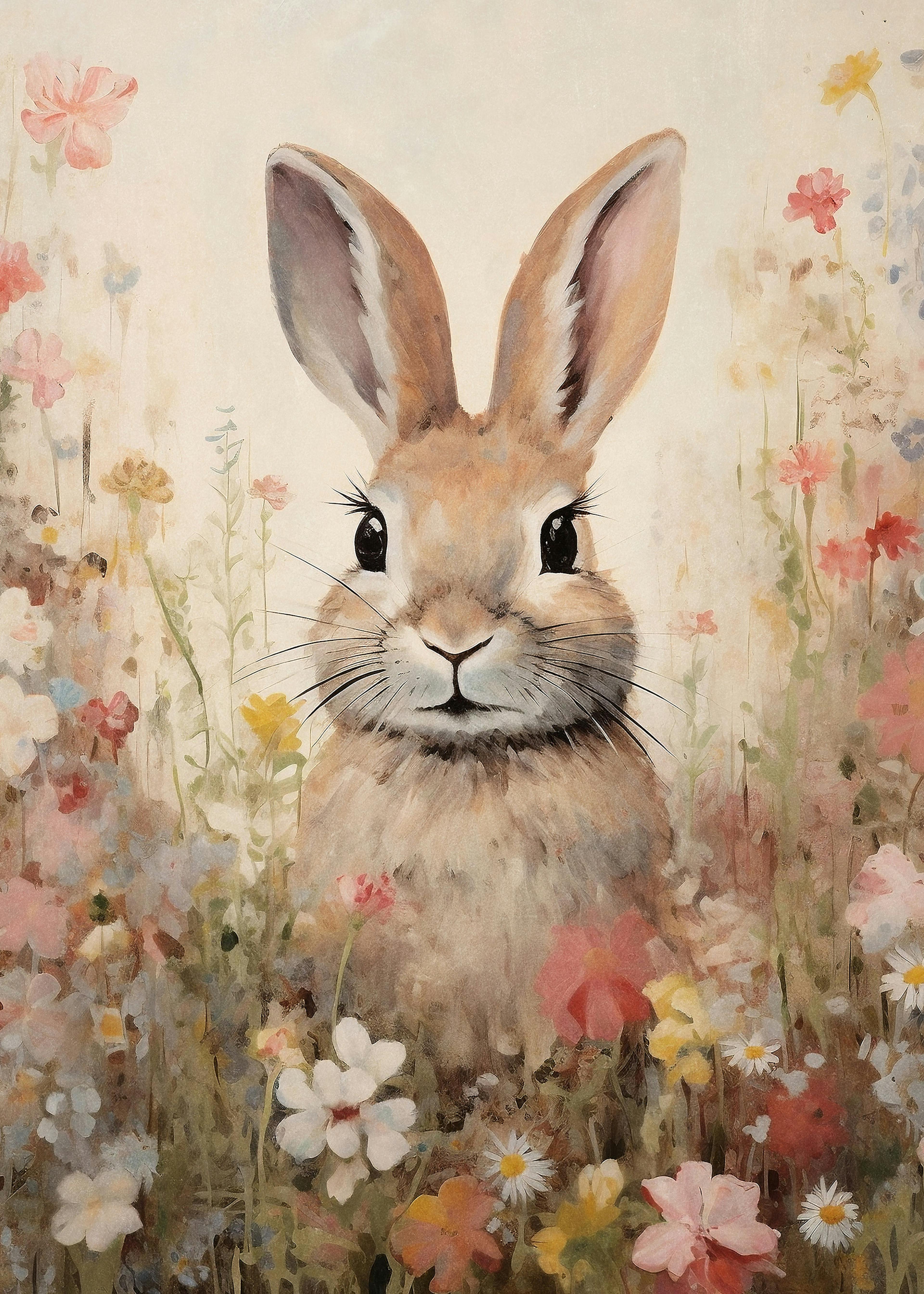Olga Telnova - Romantic Floral Bunny Poster 0