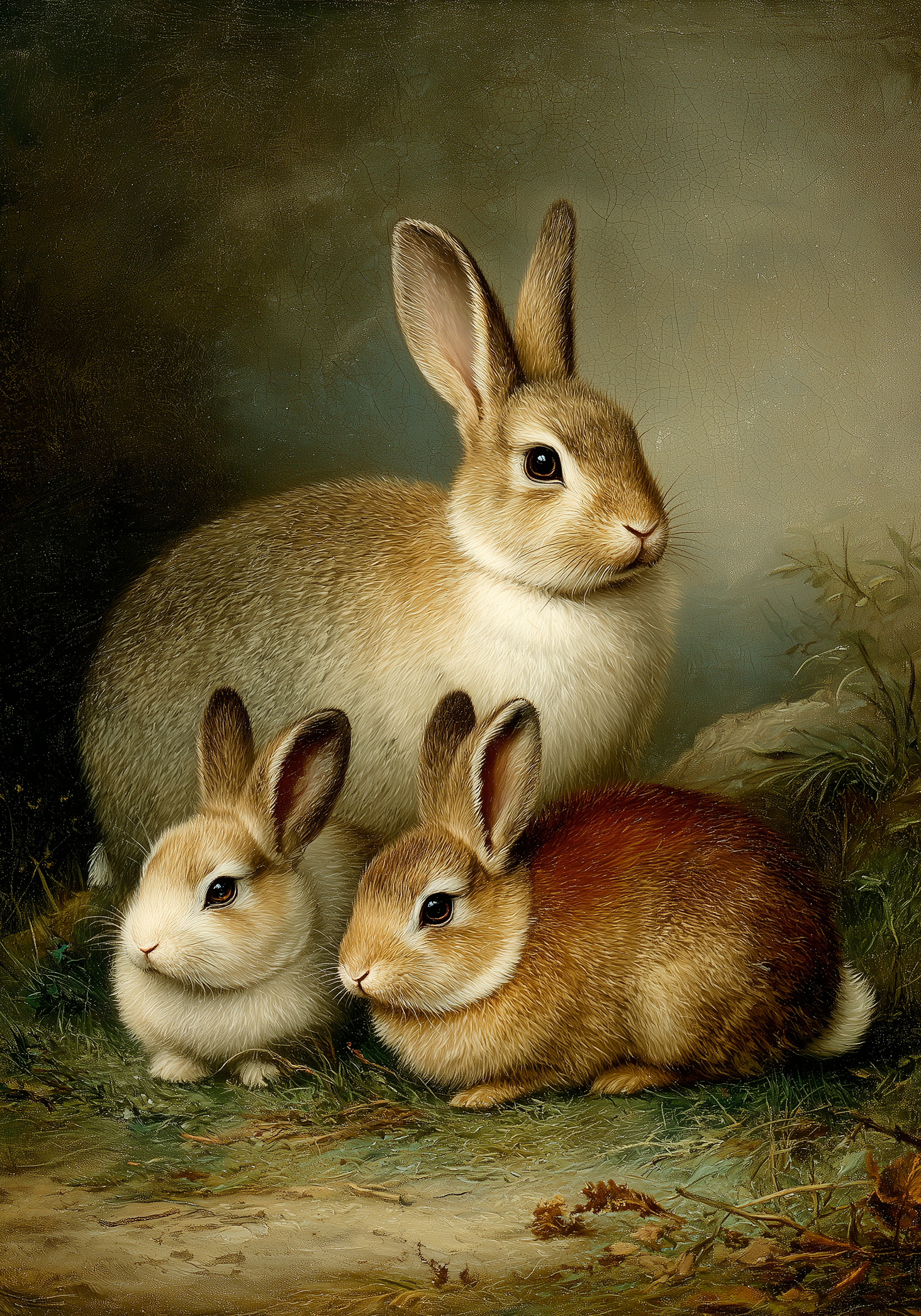 Painting Rabbits Vintage Art Poster | Poster Store US