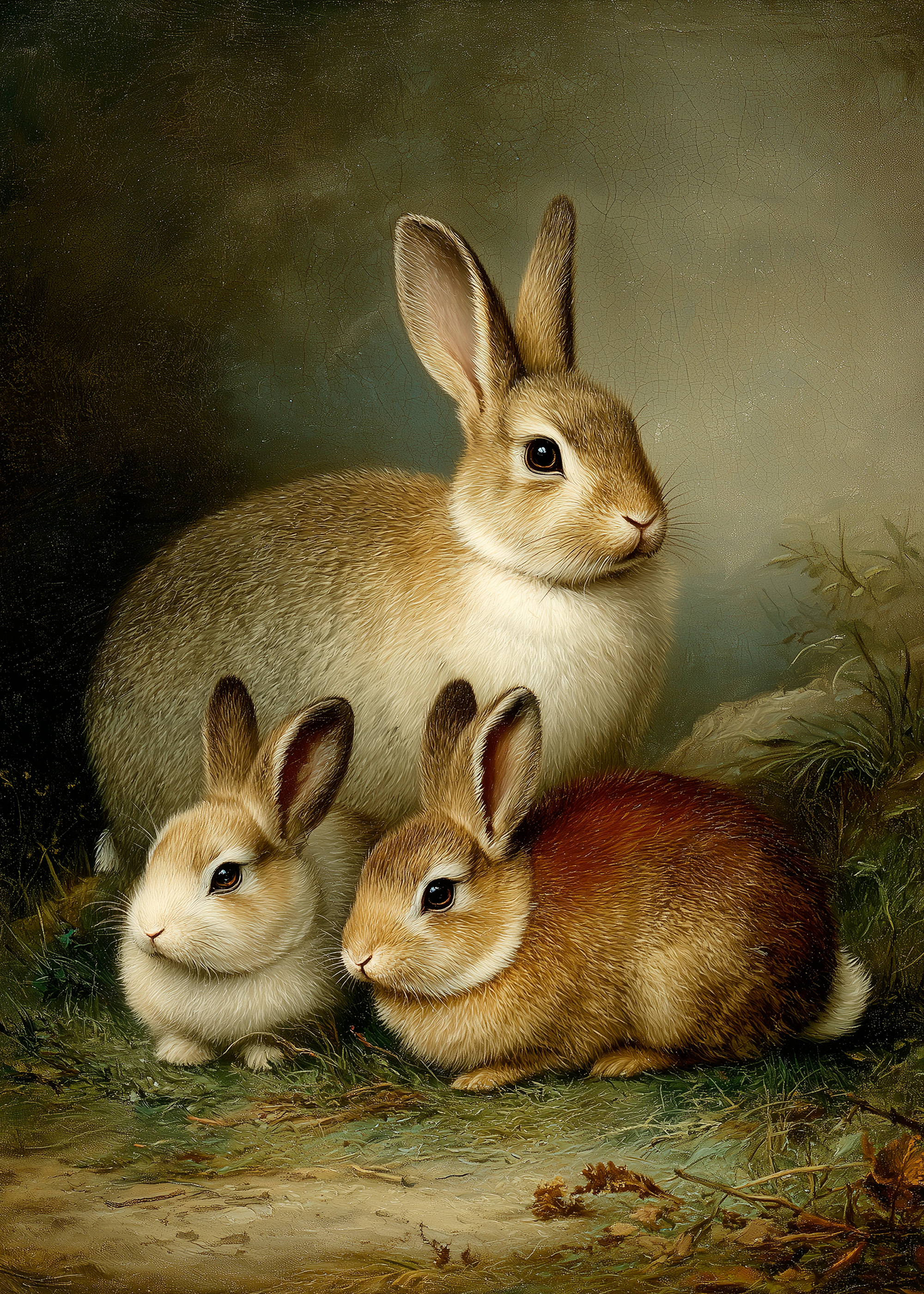 Painting Rabbits Vintage Art Poster | Poster Store US