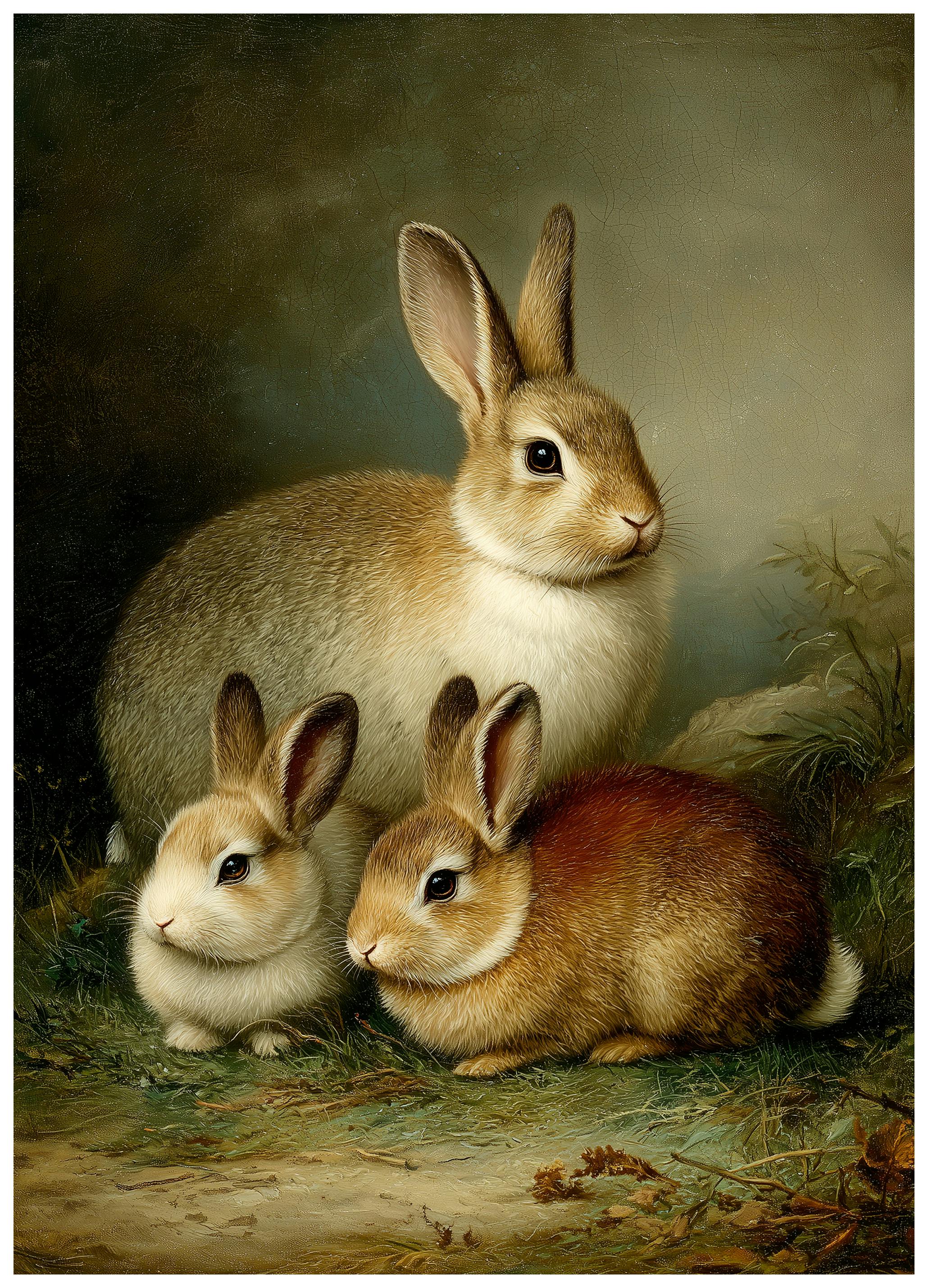 Painting Rabbits Poster (50x50 cm) - Poster Store