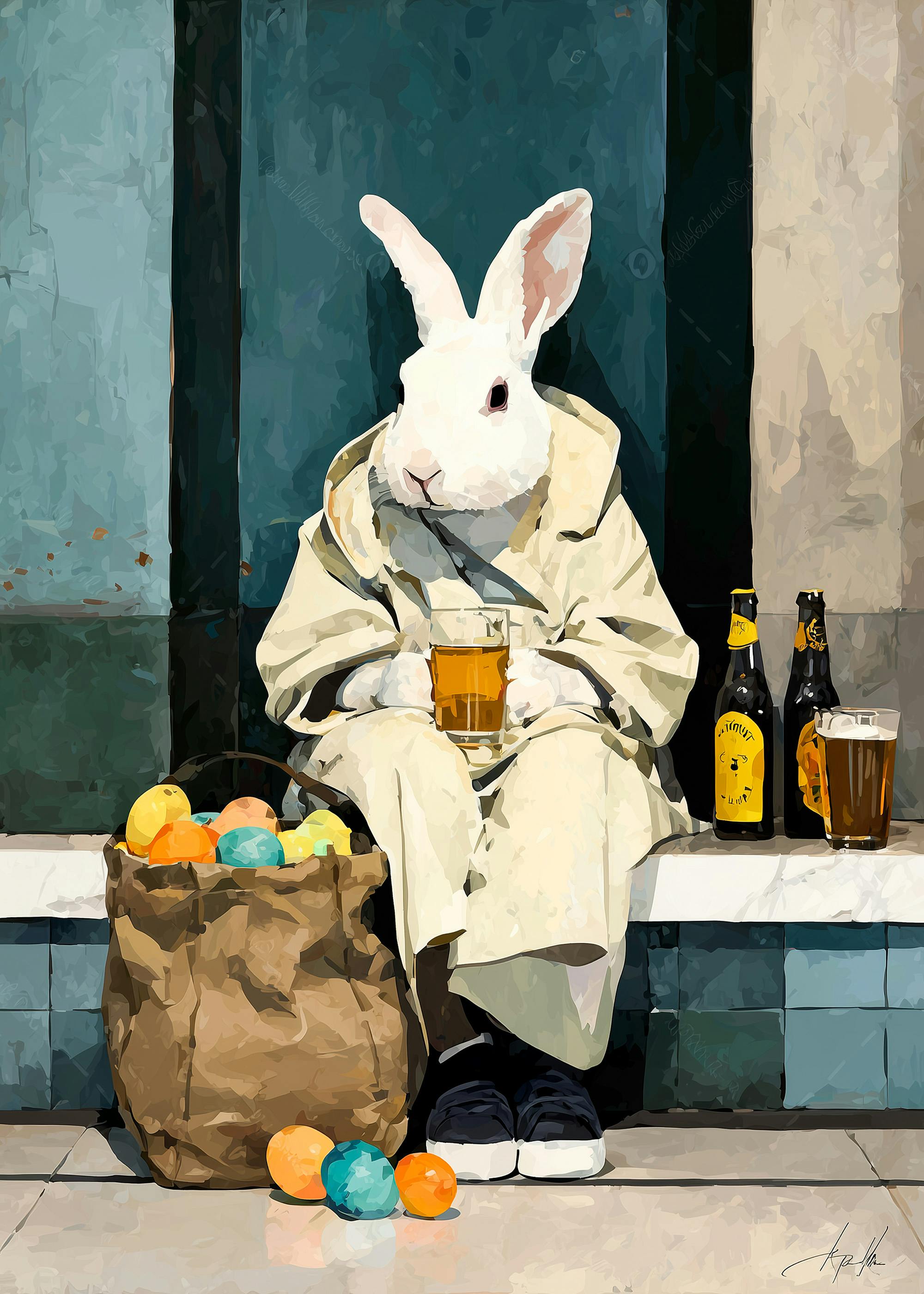 Urban Bunny with Beer Poster 0