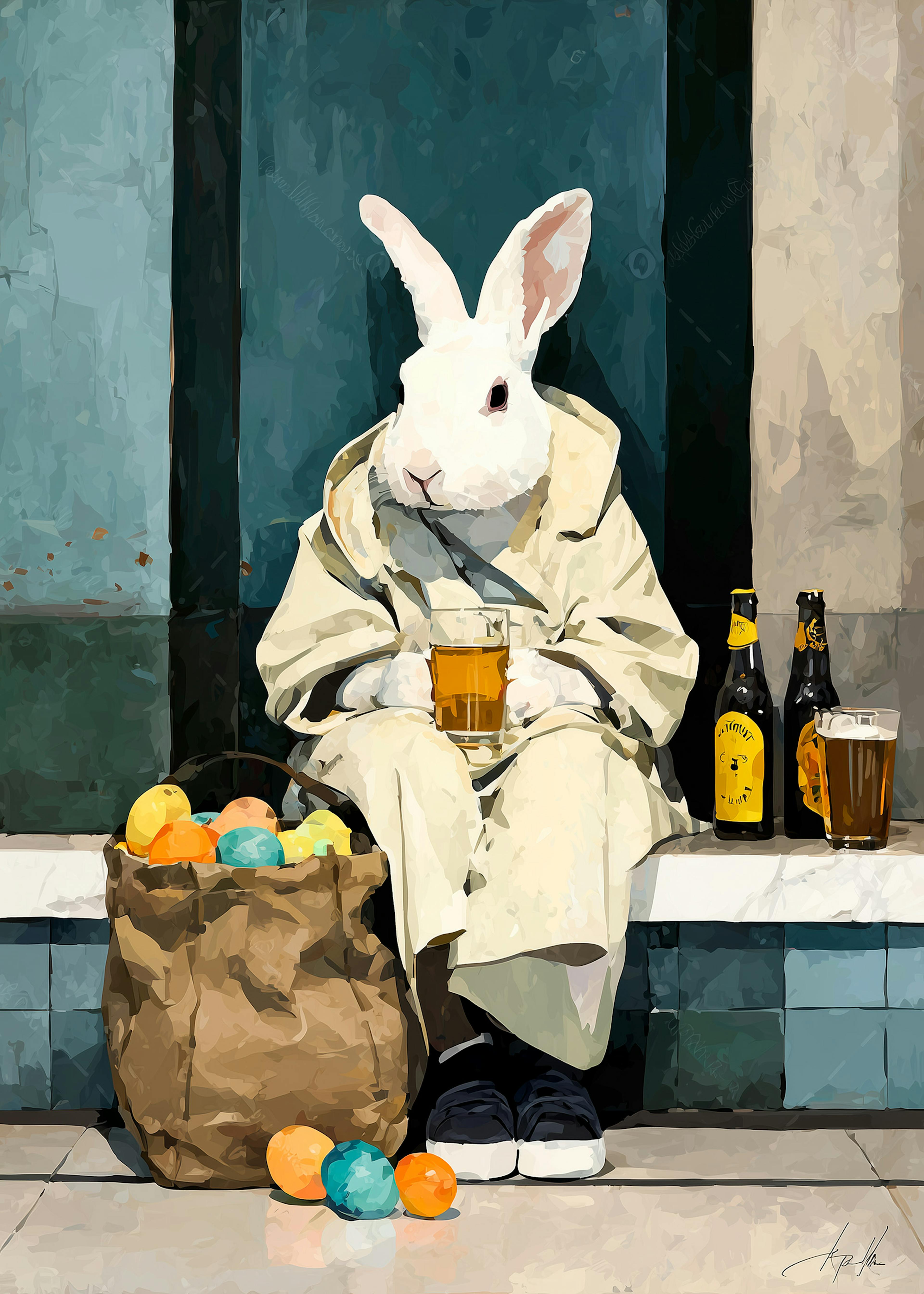 Urban Bunny with Beer Poster 0