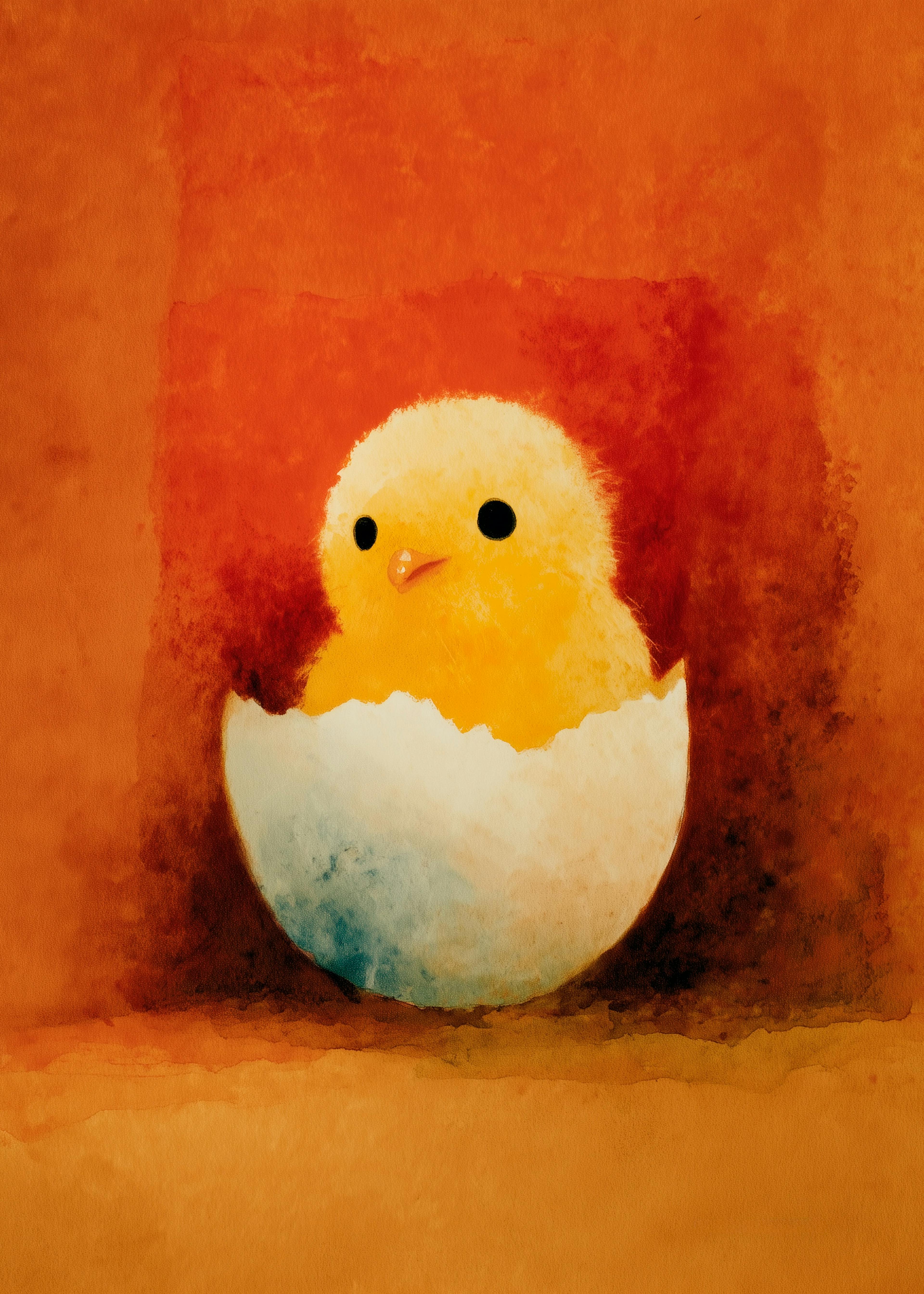 Chick Hatching Watercolor Poster 0