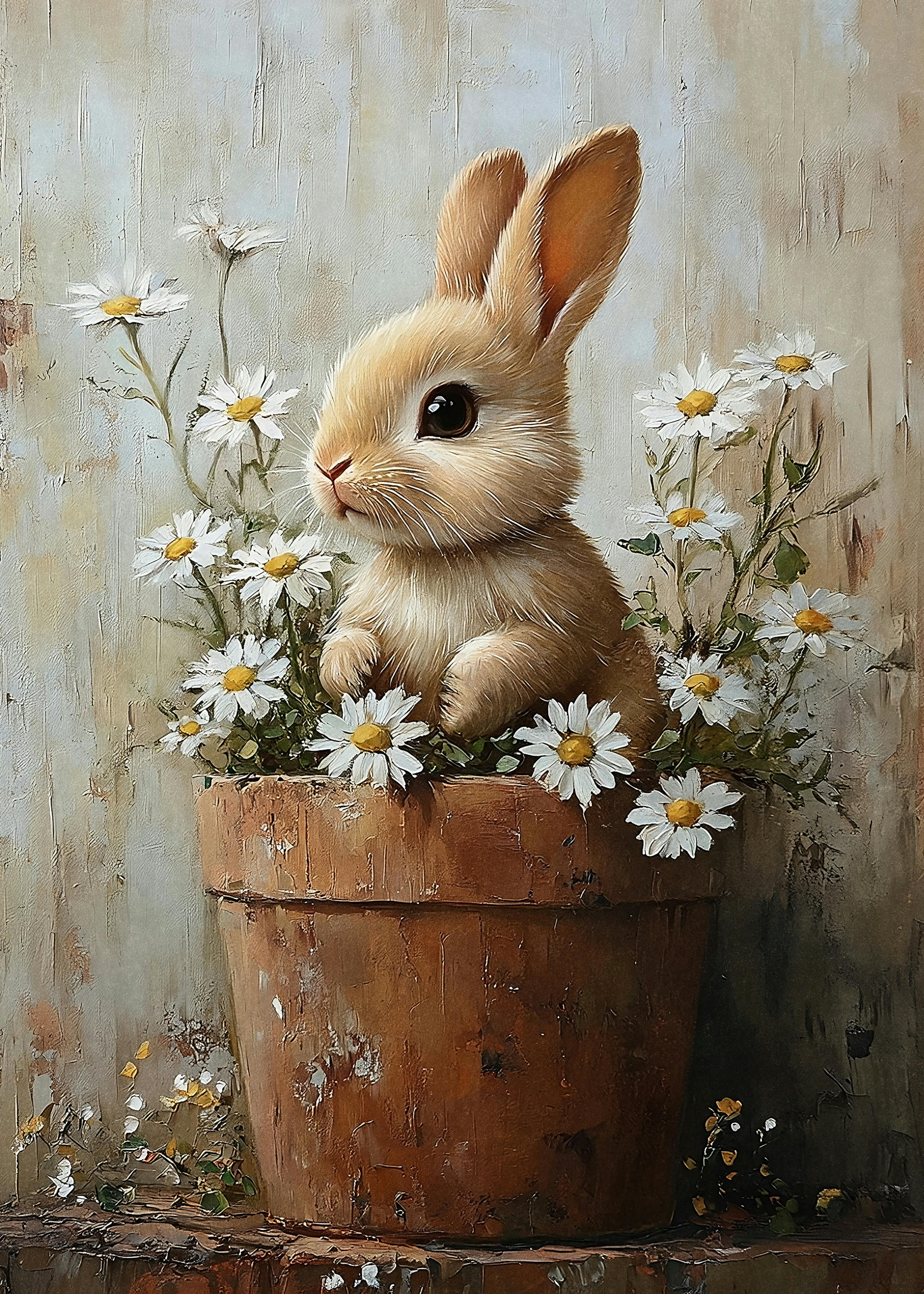 Olga Telnova - Bunny in Flower Pot Poster 0