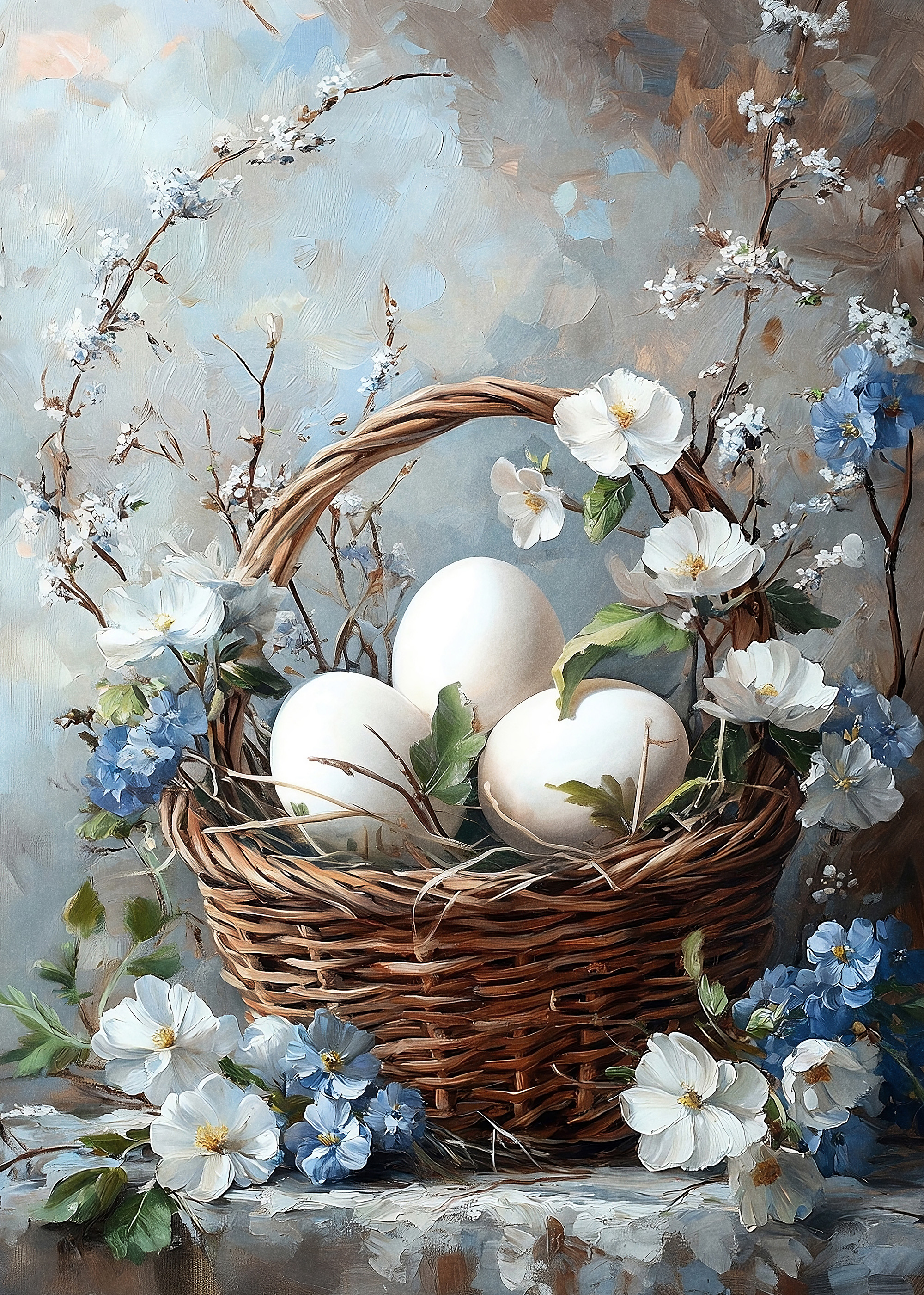 Blue Blossom Easter Egg Basket Poster | Poster Store US