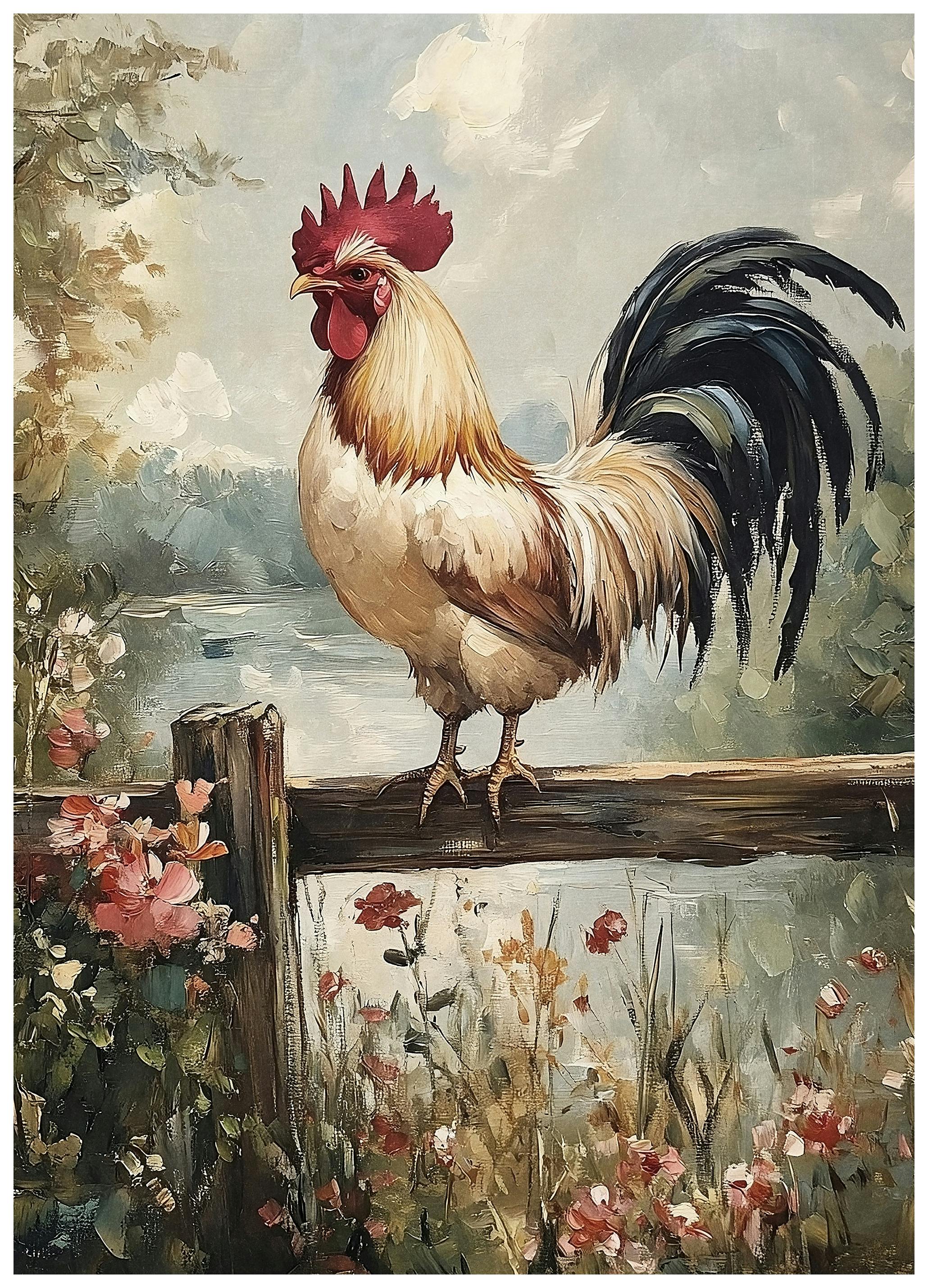 Olga Telnova - Rooster in Farm Poster (50x70 cm) - Poster Store