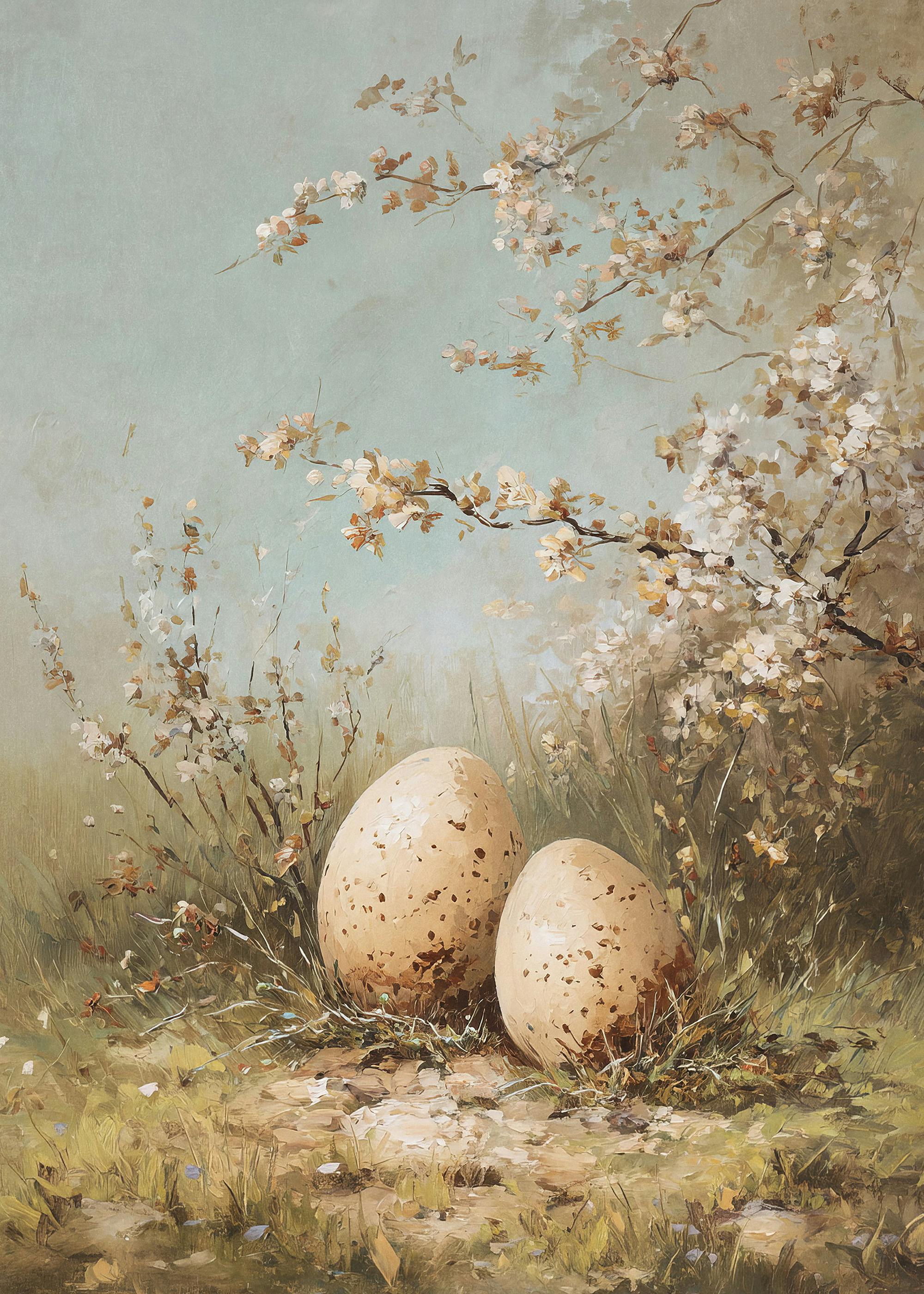 春の草原 イースターエッグ ポスター 0