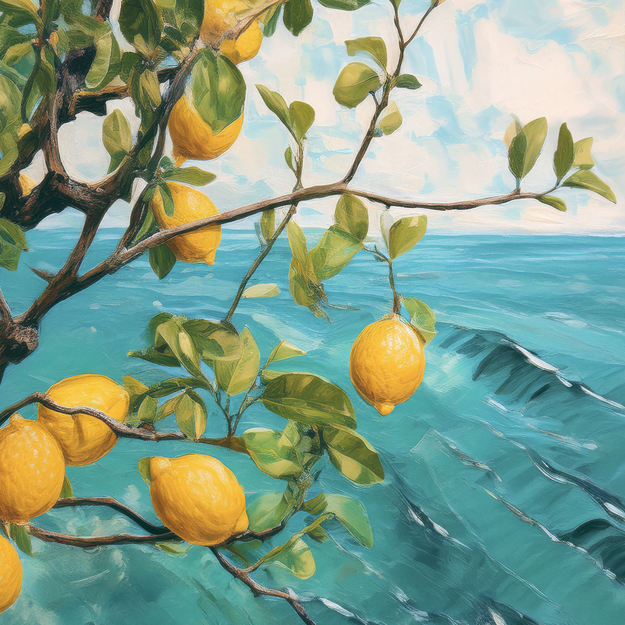 Amalfi Coast Lemons Ocean View Poster | Poster Store US