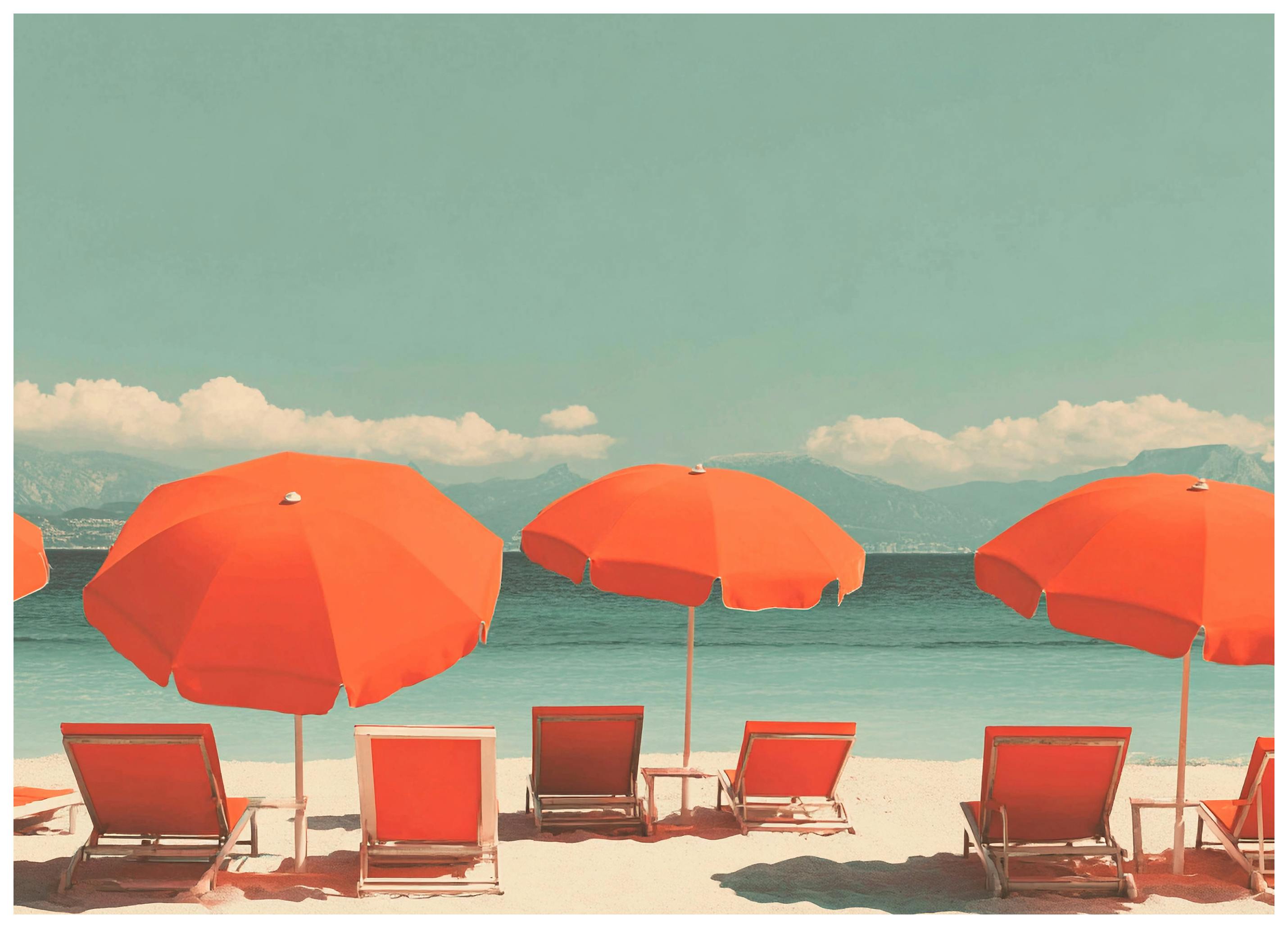 Prints Red Beach Umbrellas Poster (70x100 cm) - Poster Store