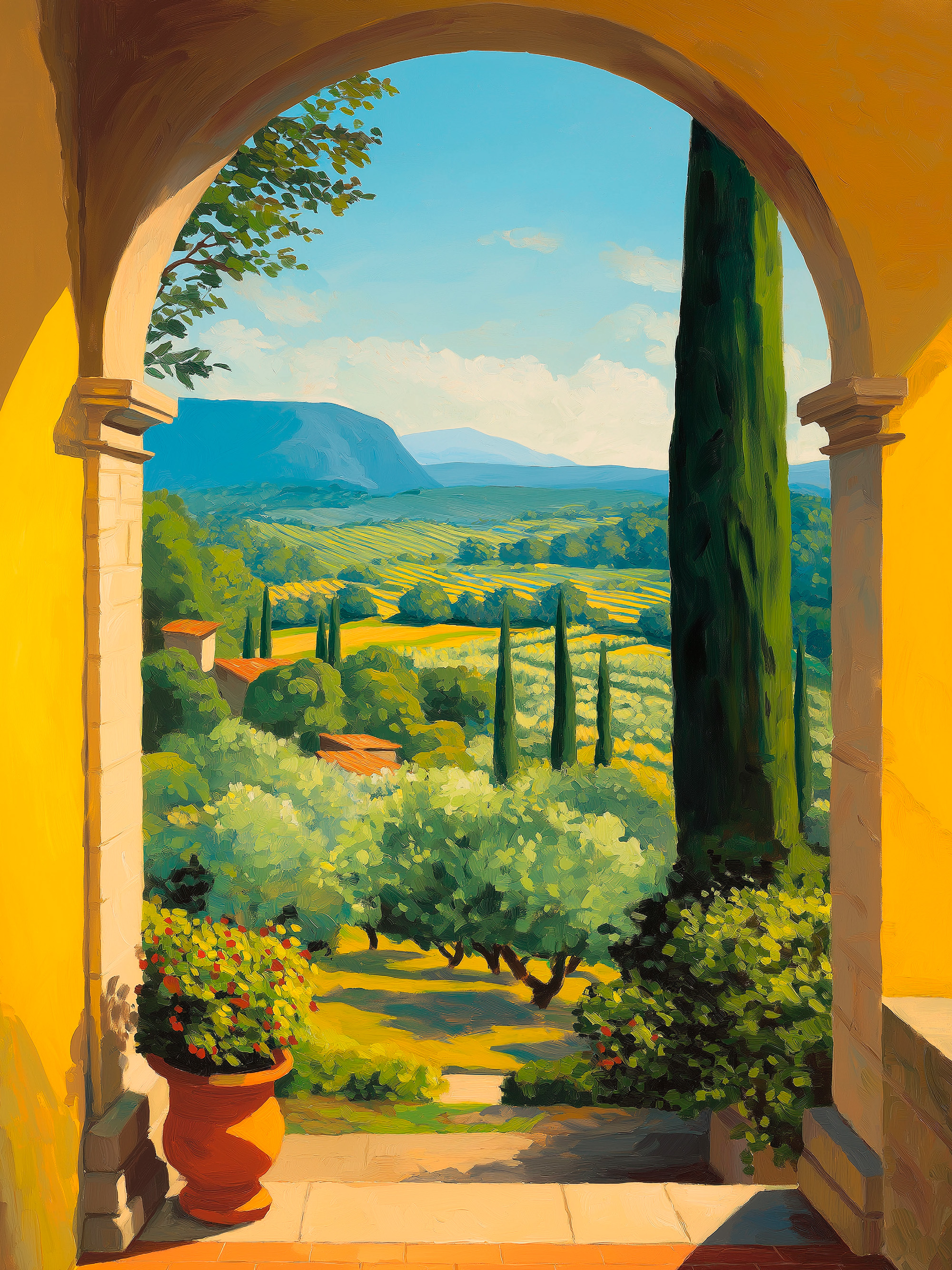 アートポスターダイアン・ロマネロ＜EVENING　SUN＞ Tuscan Archway View Landscape Poster | Poster Store US