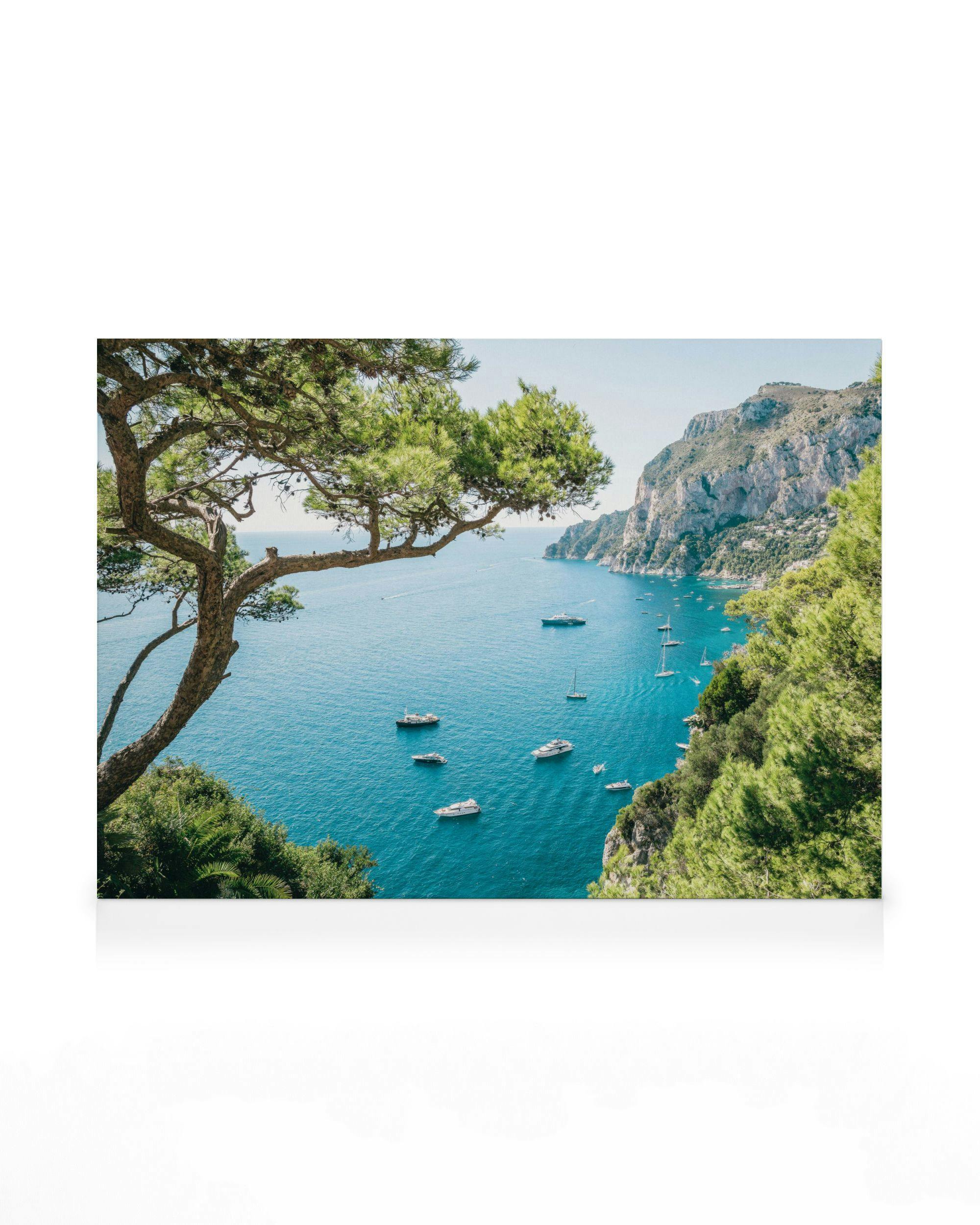 Capri Coastline Toile (70x100 cm - Cadre noir) - Poster Store