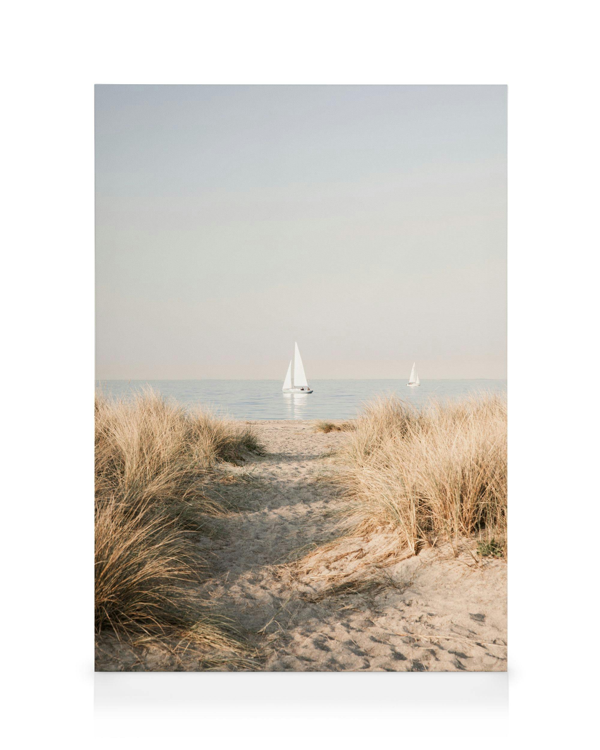 Sailboat Dune View Canvas (70x100 cm - Fotokaders zwart) - Poster Store