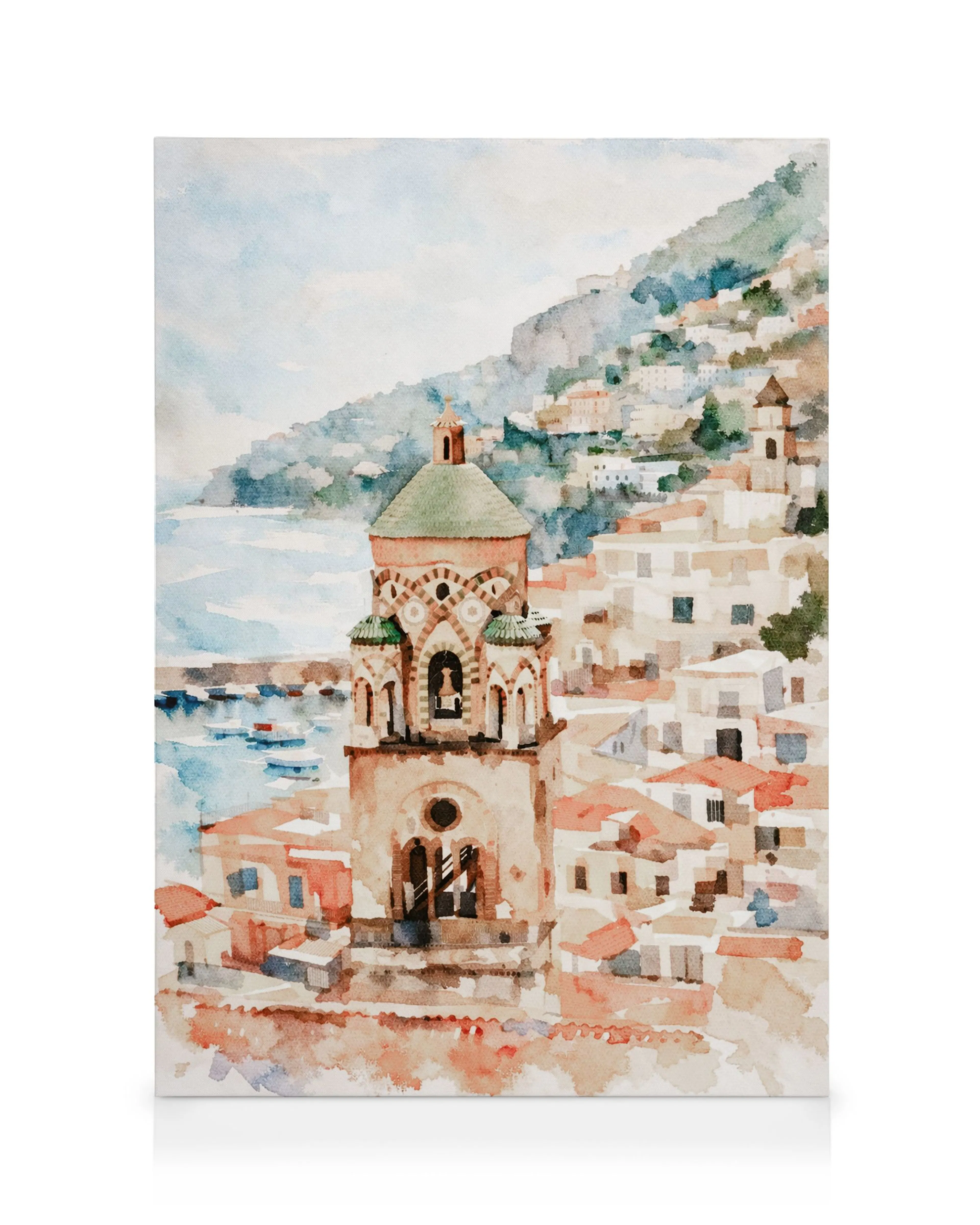 Mediterranean Coastal Watercolor Leinwand 0