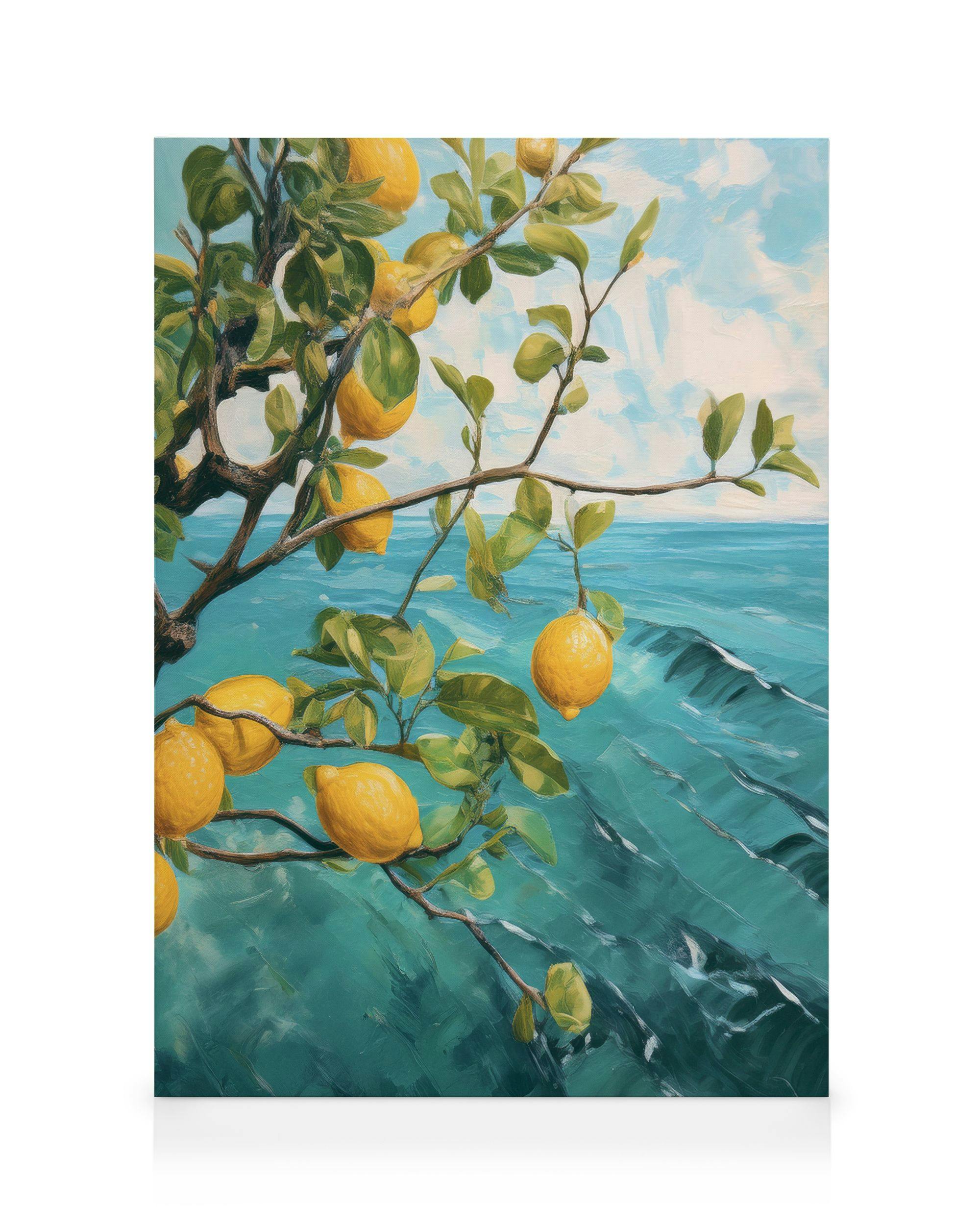 Amalfi Lemons Toile (70x100 cm - Cadre noir) - Poster Store