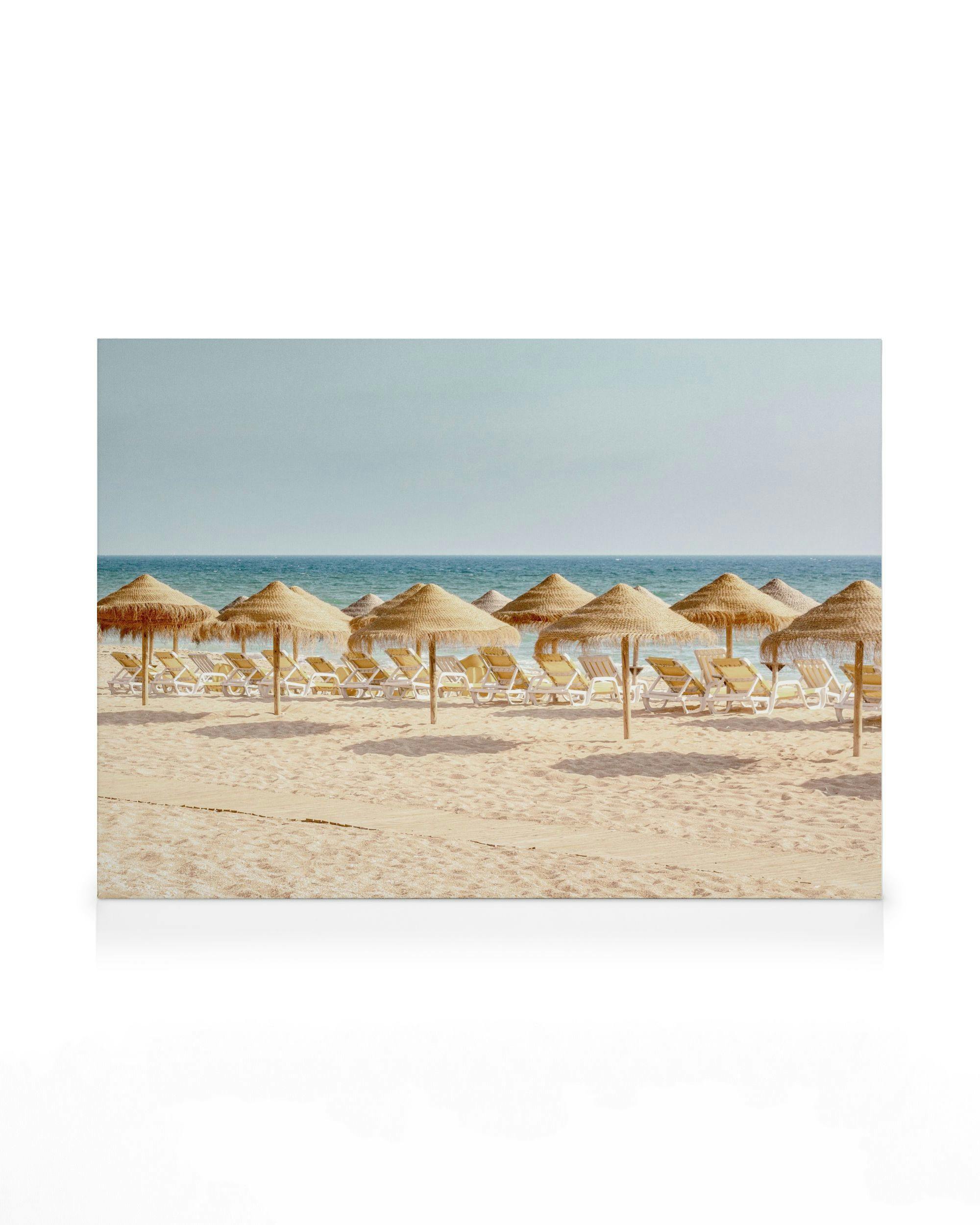 Canvas Prints - Straw Beach Parasols Canvas print (30x40 cm - Black Frame) - Poster Store