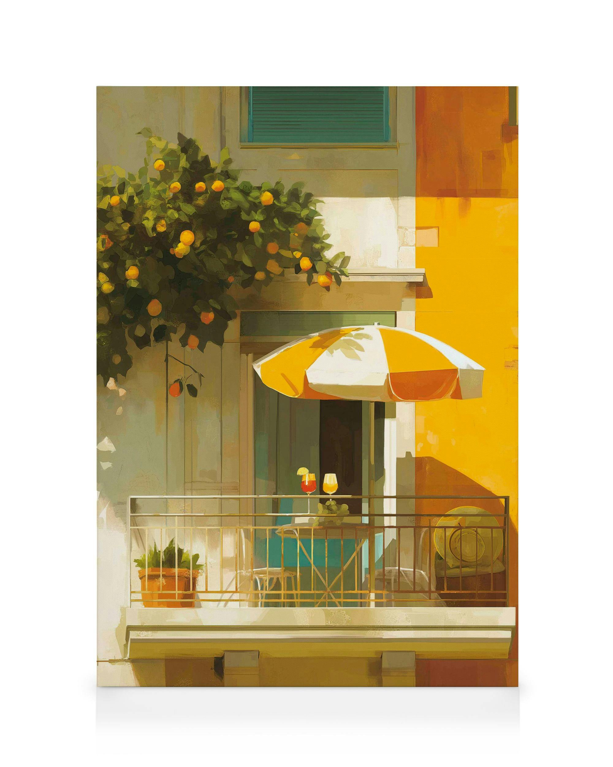 Canvas Prints - Italian Balcony Canvas print (70x100 cm - Black Frame) - Poster Store