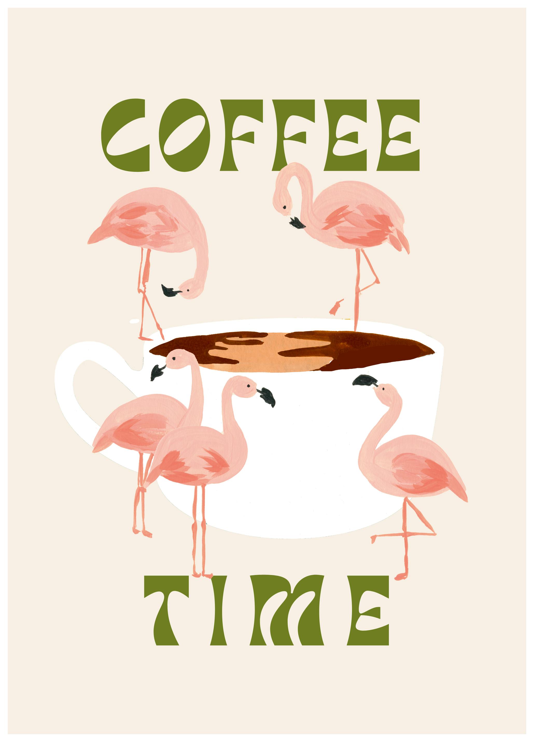 Sabina Fenn - Kaffe Flamingos Plakat (70x100 cm) - Poster Store