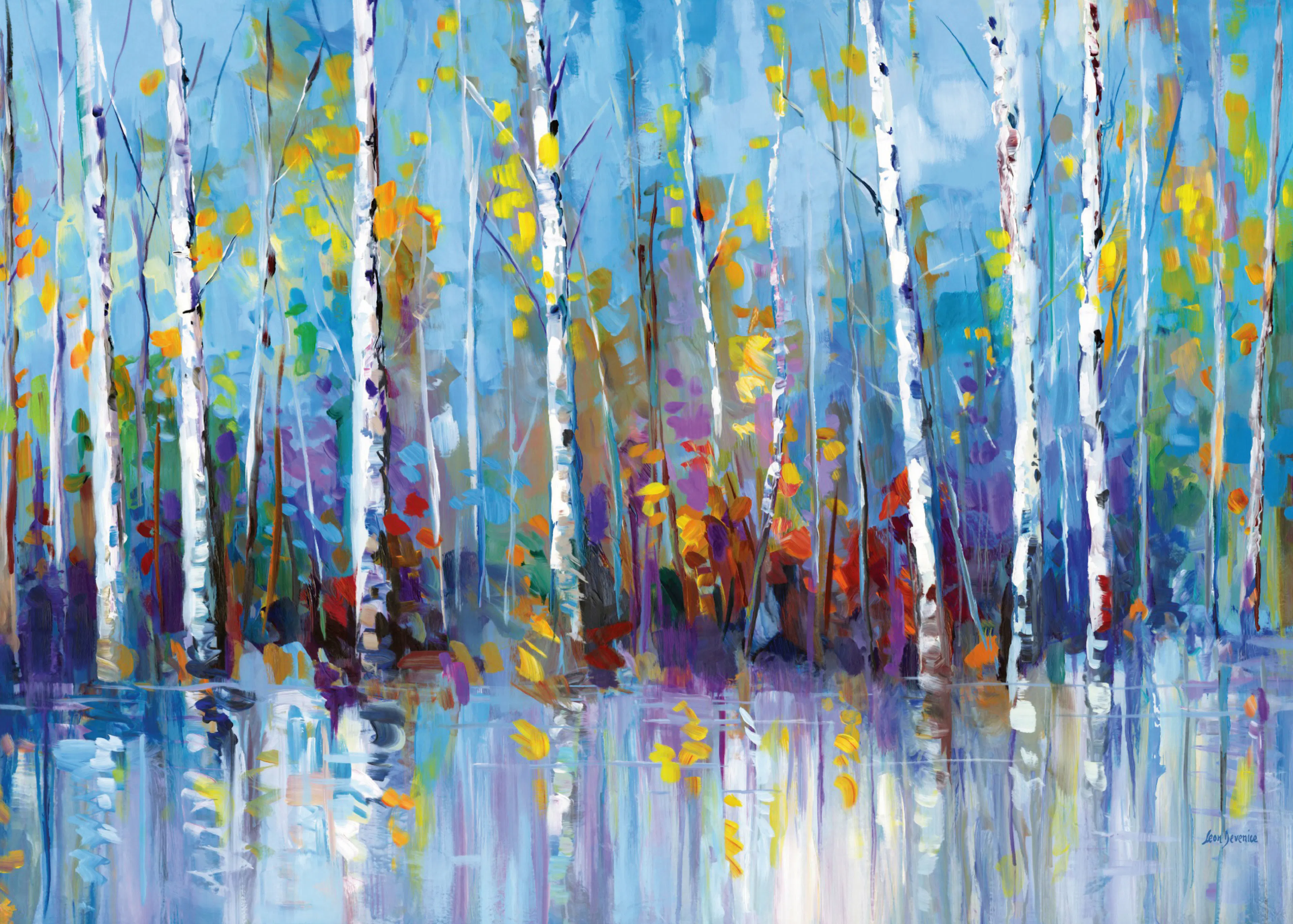 Leon Devenice - 컬러풀 자작나무 포스터 0