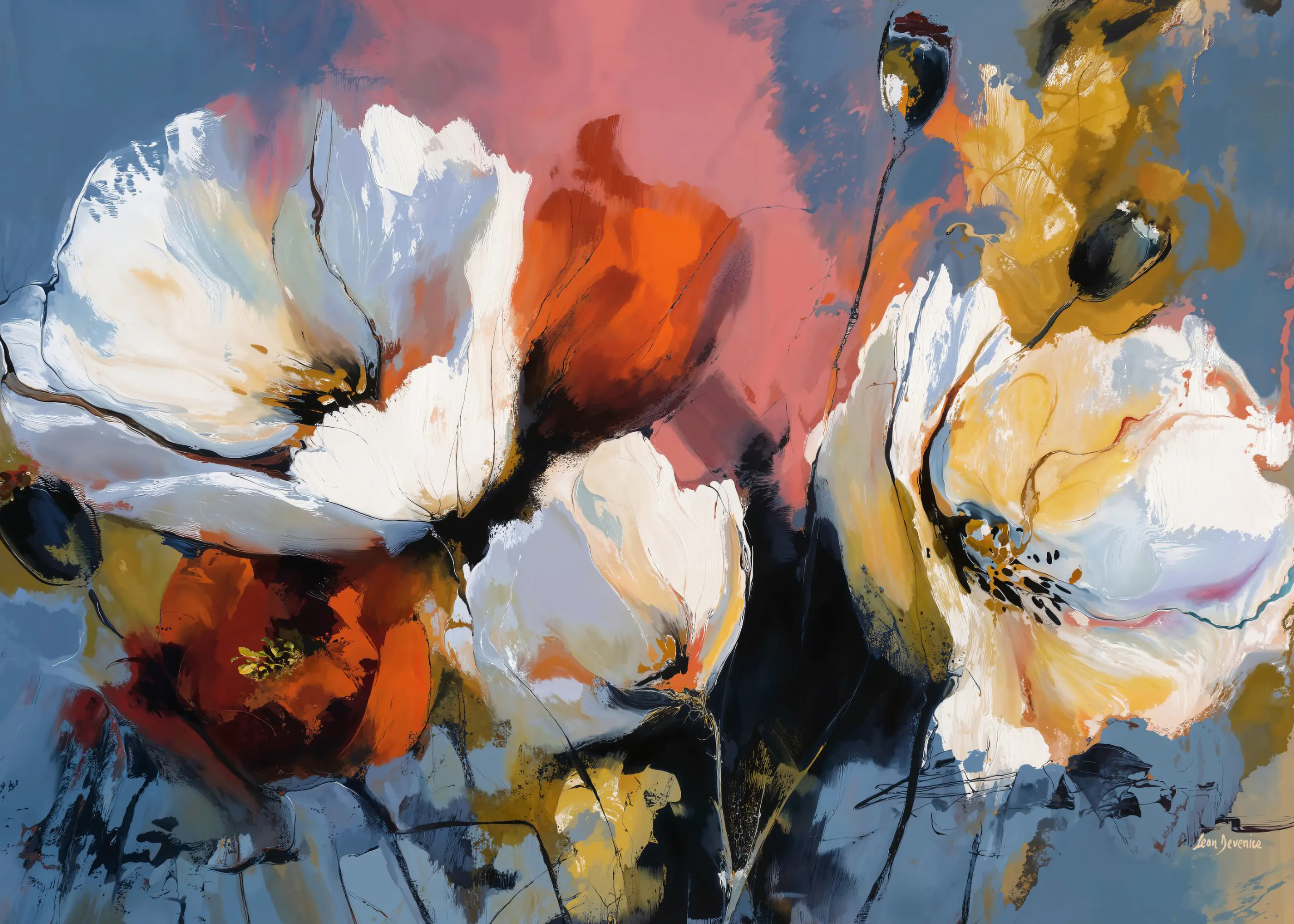 Leon Devenice - Abstrakta Blommor Poster 0