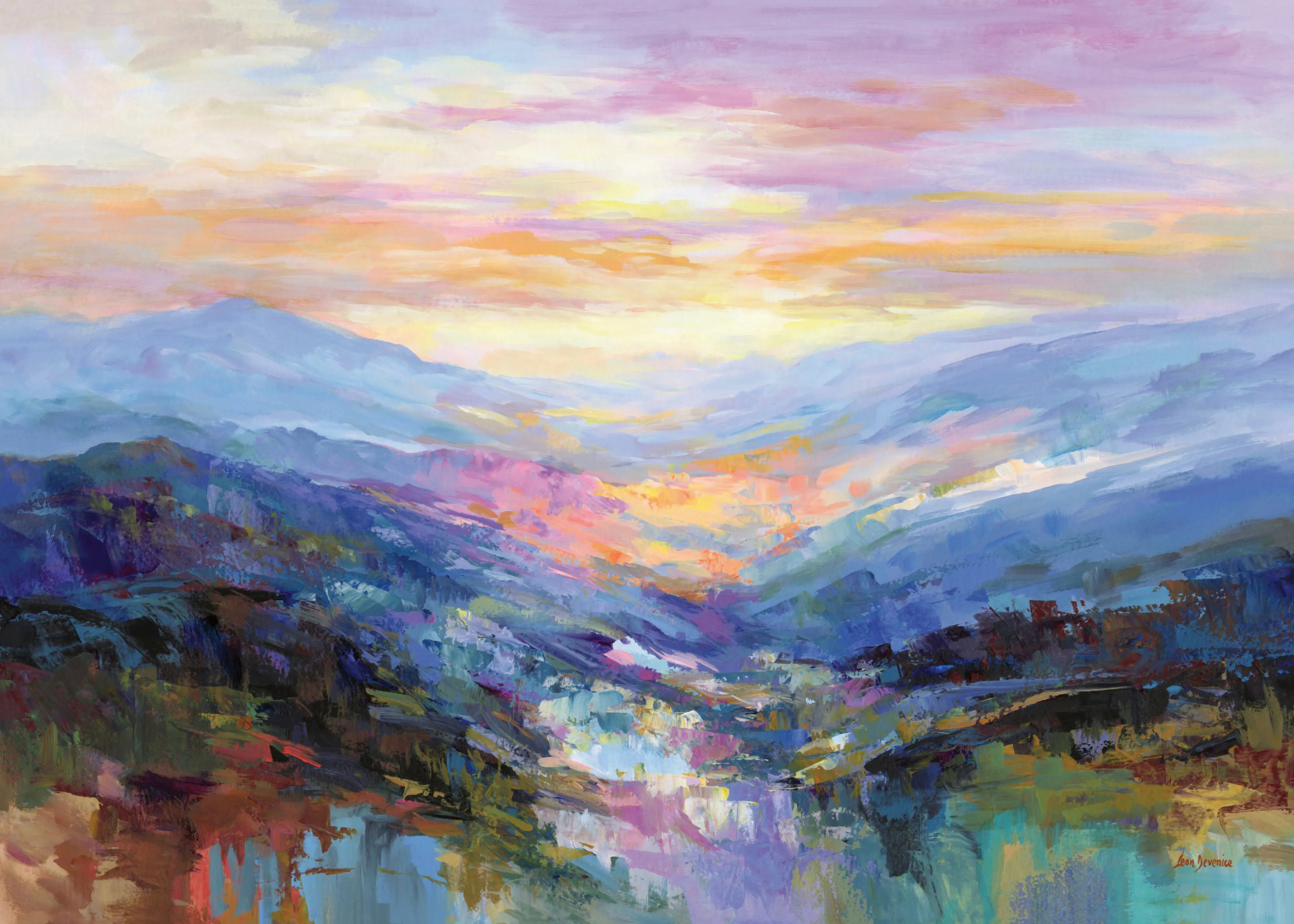 Leon Devenice - 고요한 계곡의 산 포스터 0