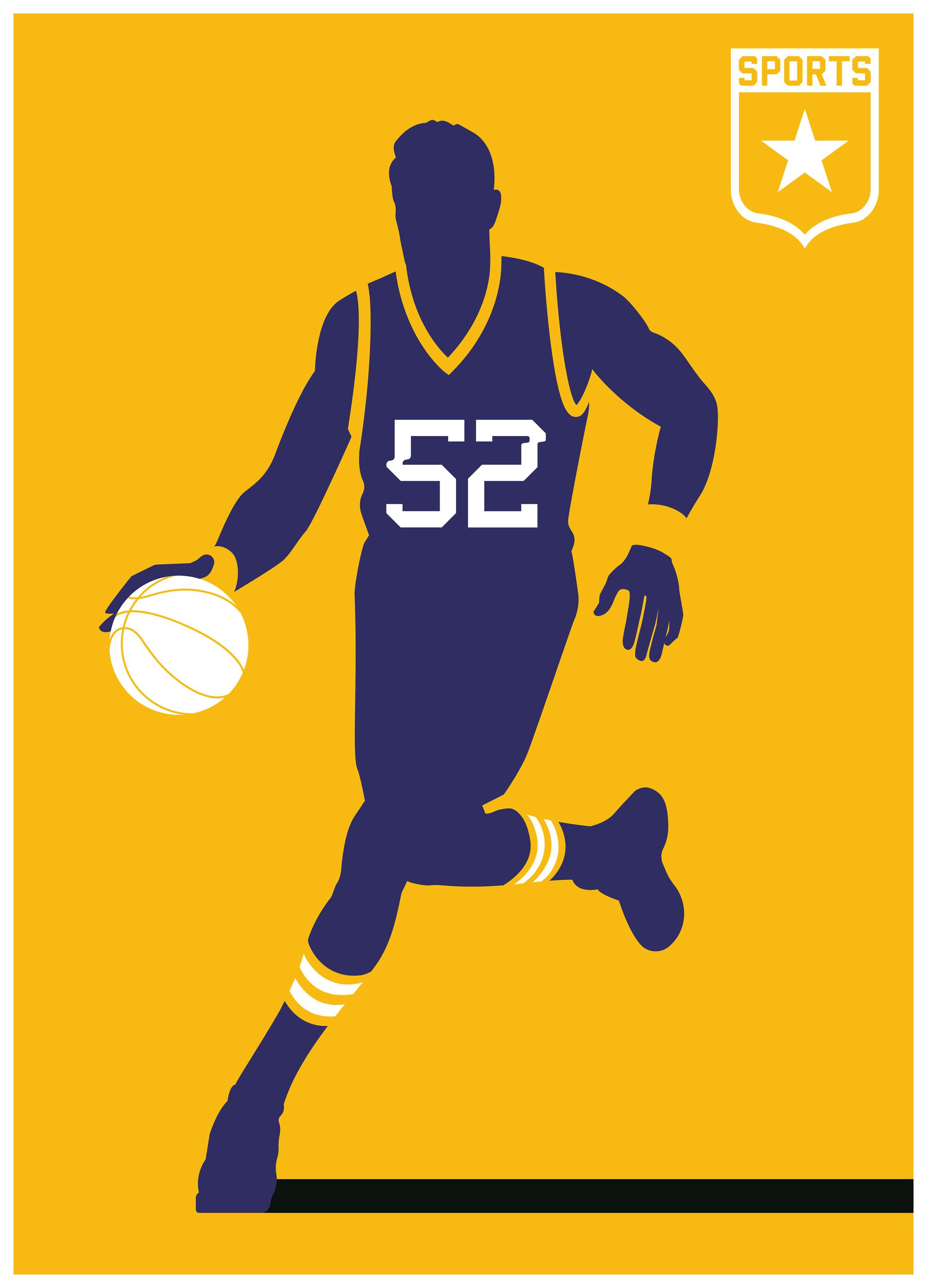 Bo Lundberg - Basketbal Sportkunst Poster (30x40 cm) - Poster Store
