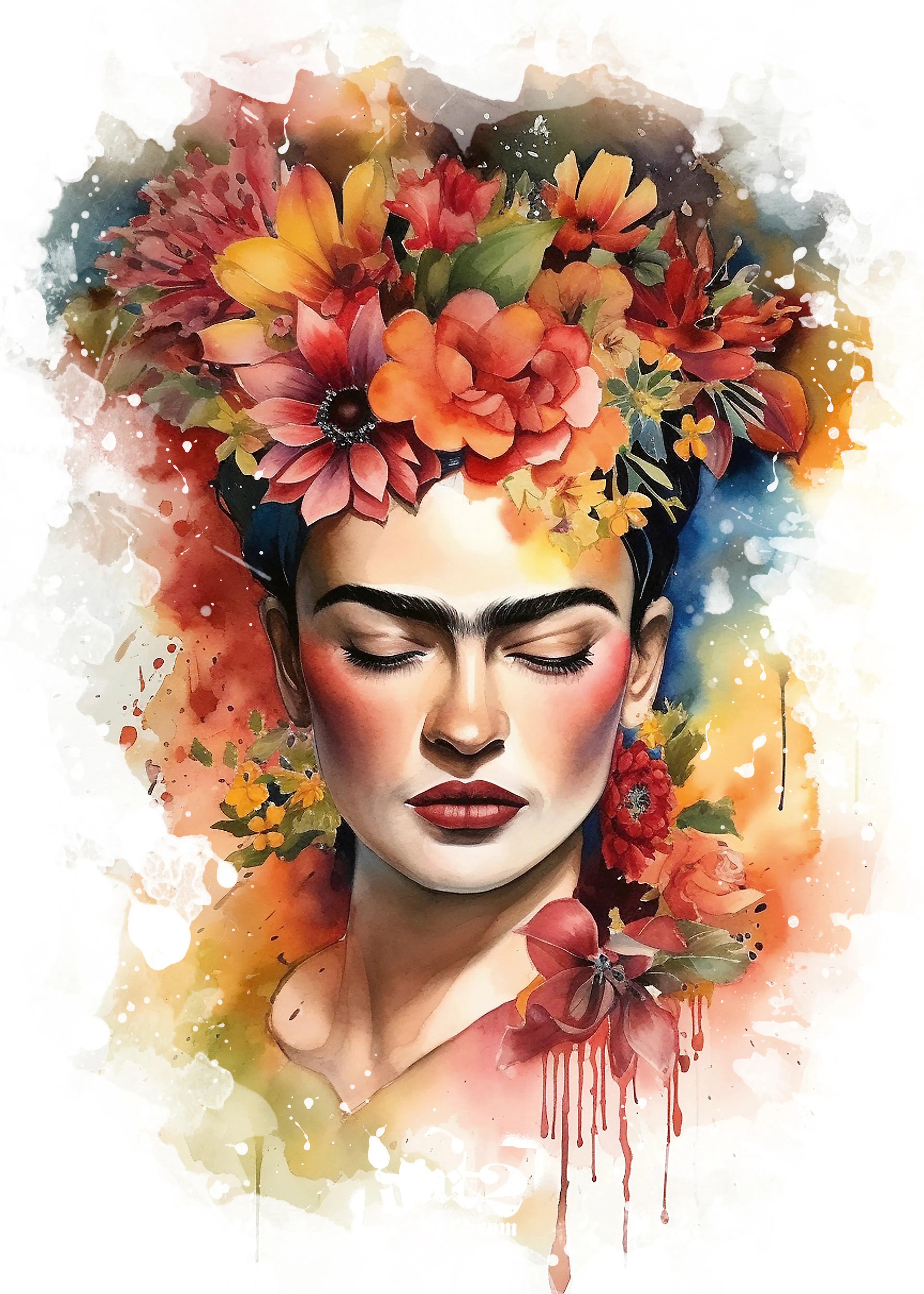 Olga Telnova - Colorful Floral Portrait Poster 0