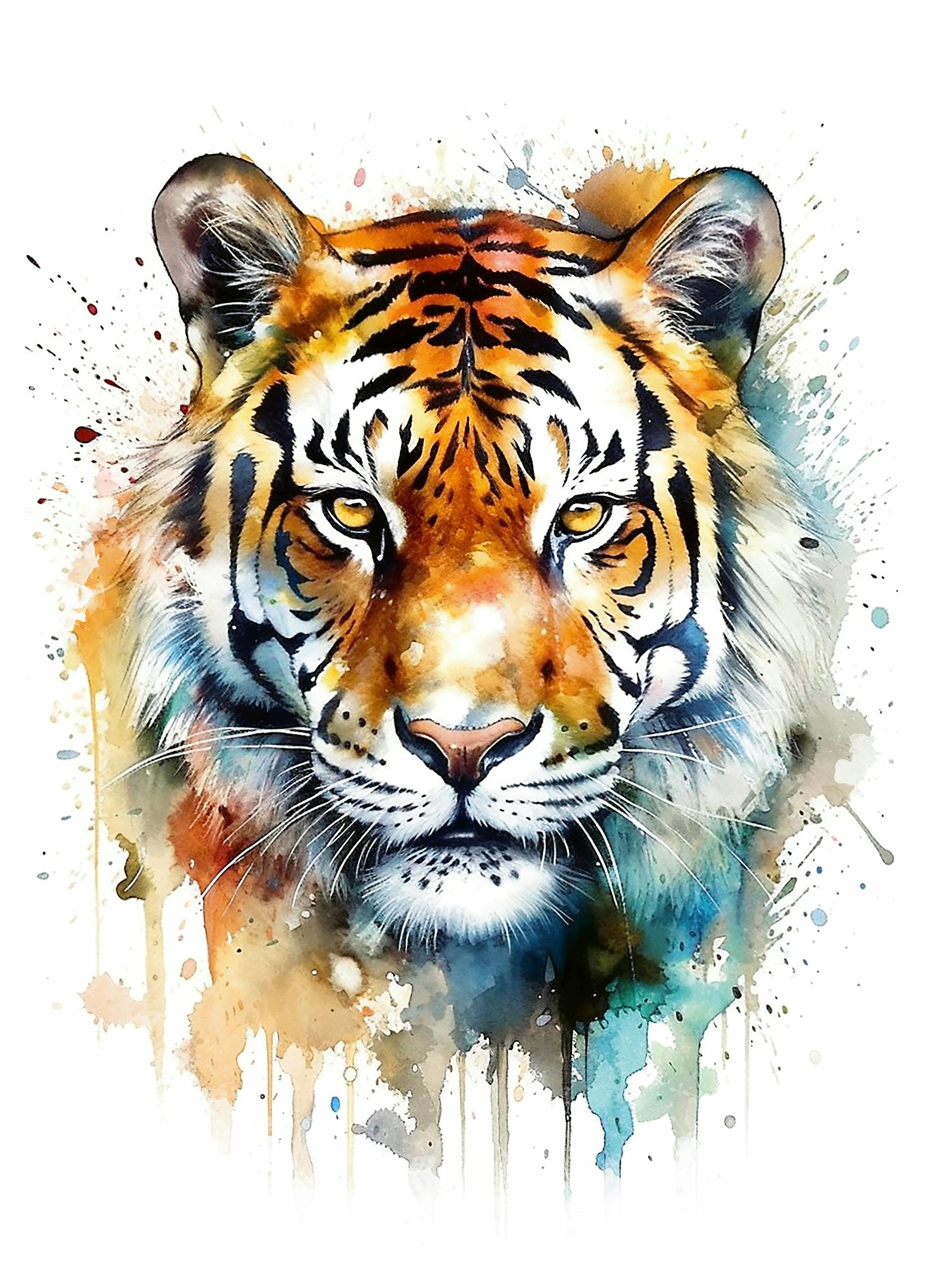 Olga Telnova - Tiger Watercolor Poster (70x100 cm) - Poster Store