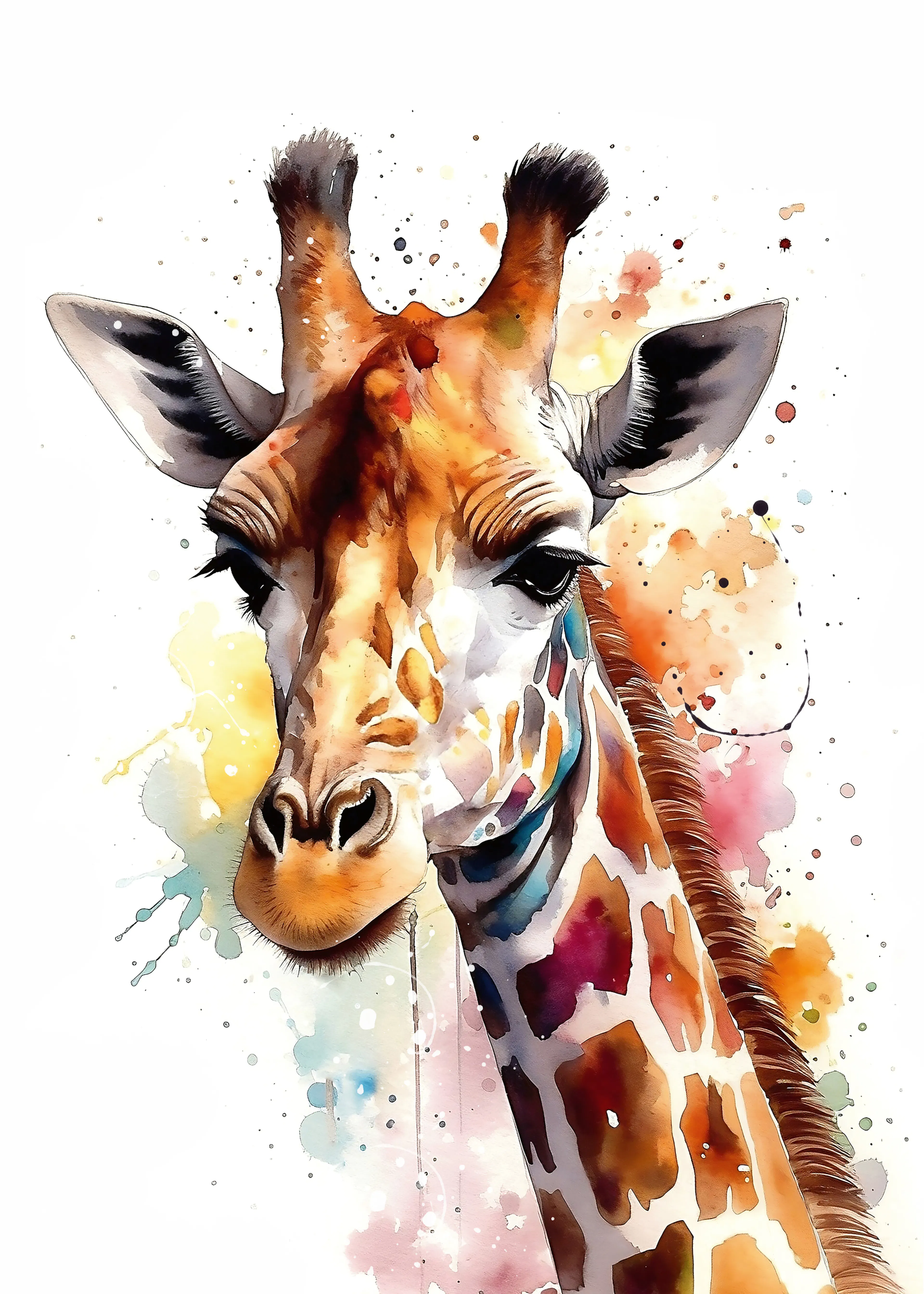 Olga Telnova - Giraf Akvarel Plakat 0