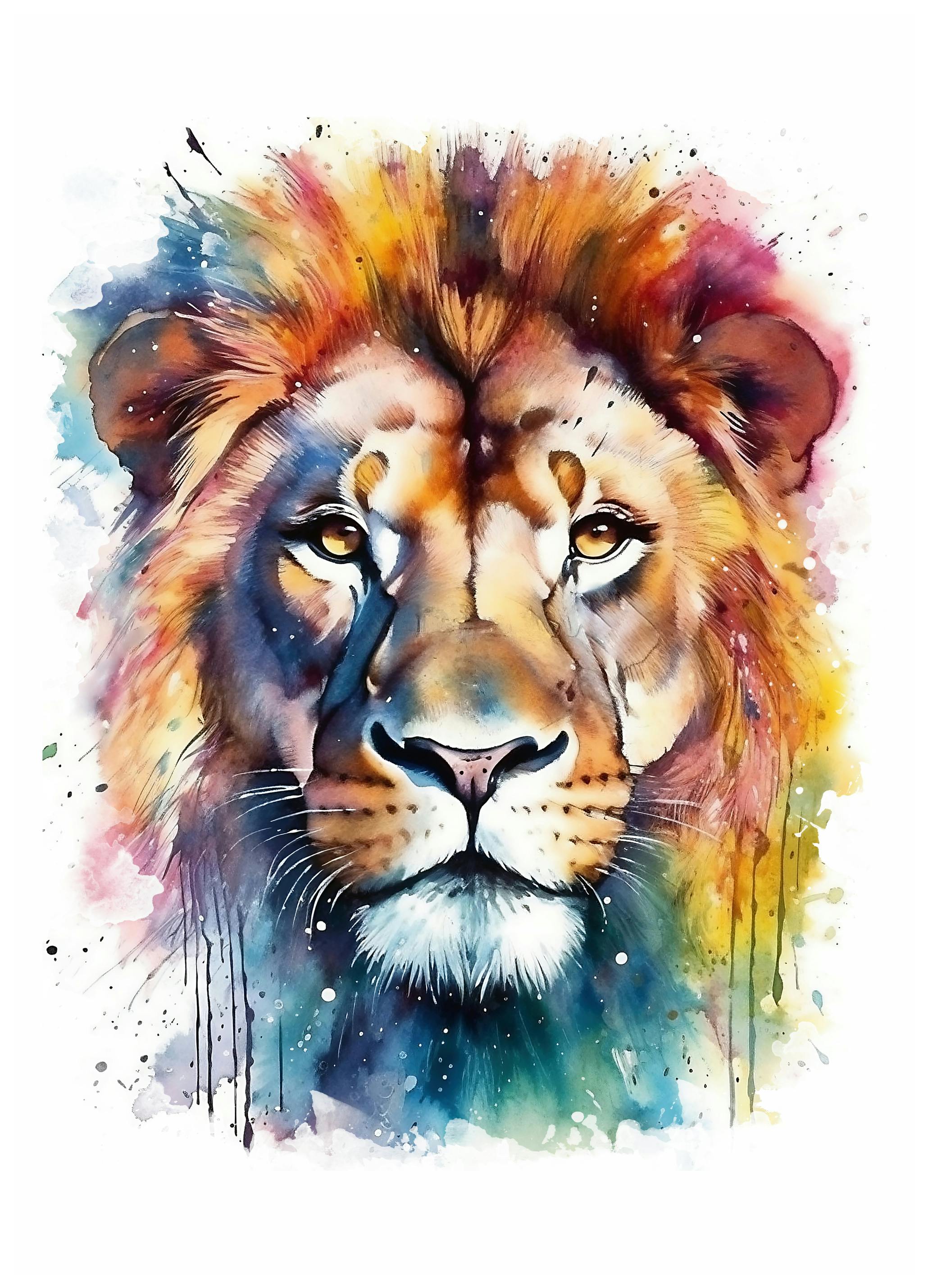 Olga Telnova - Lion Watercolor Poster (40x50 cm) - Poster Store