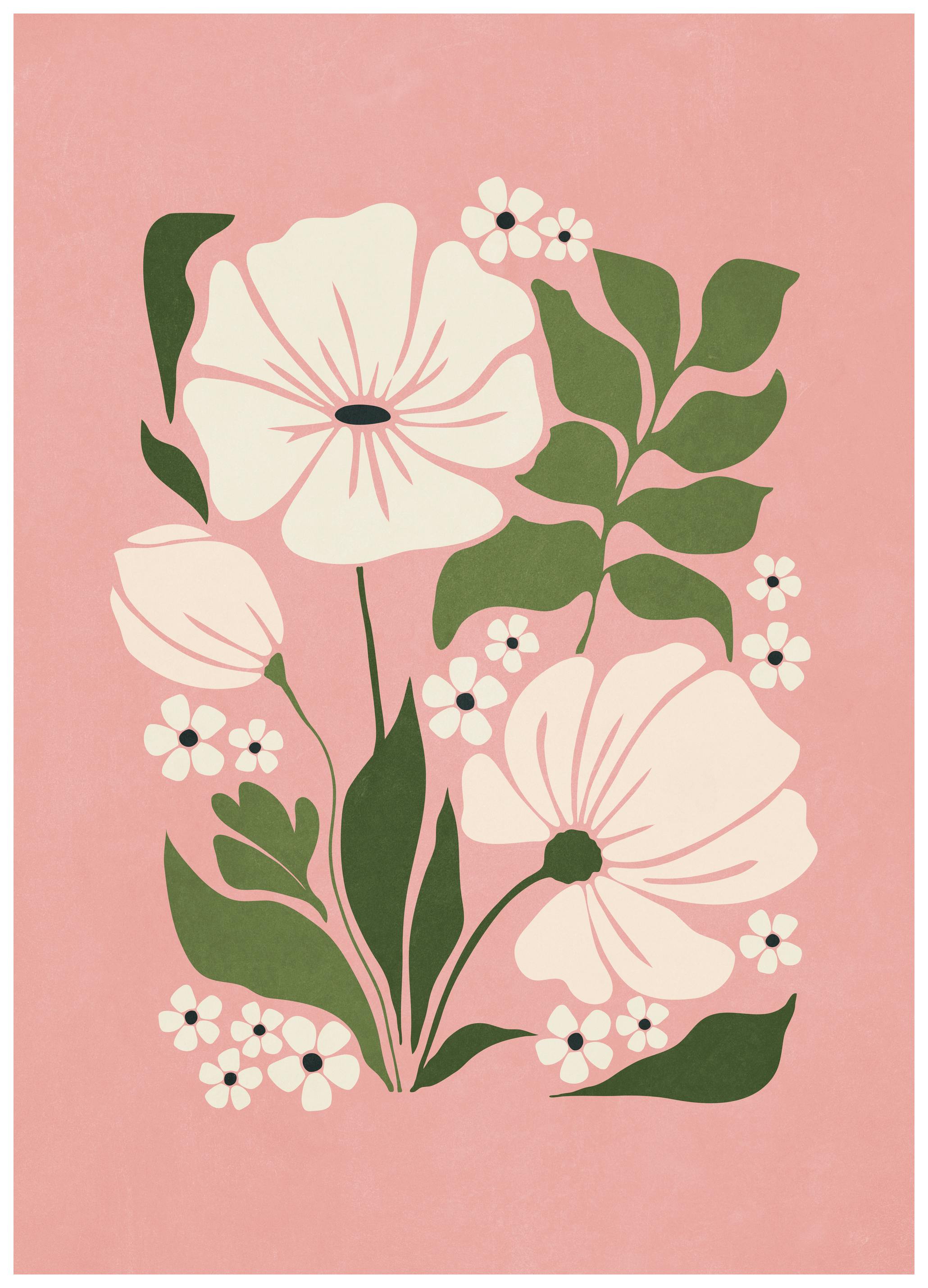 Olga Telnova - Pink Flowers Poster (70x100 cm) - Poster Store
