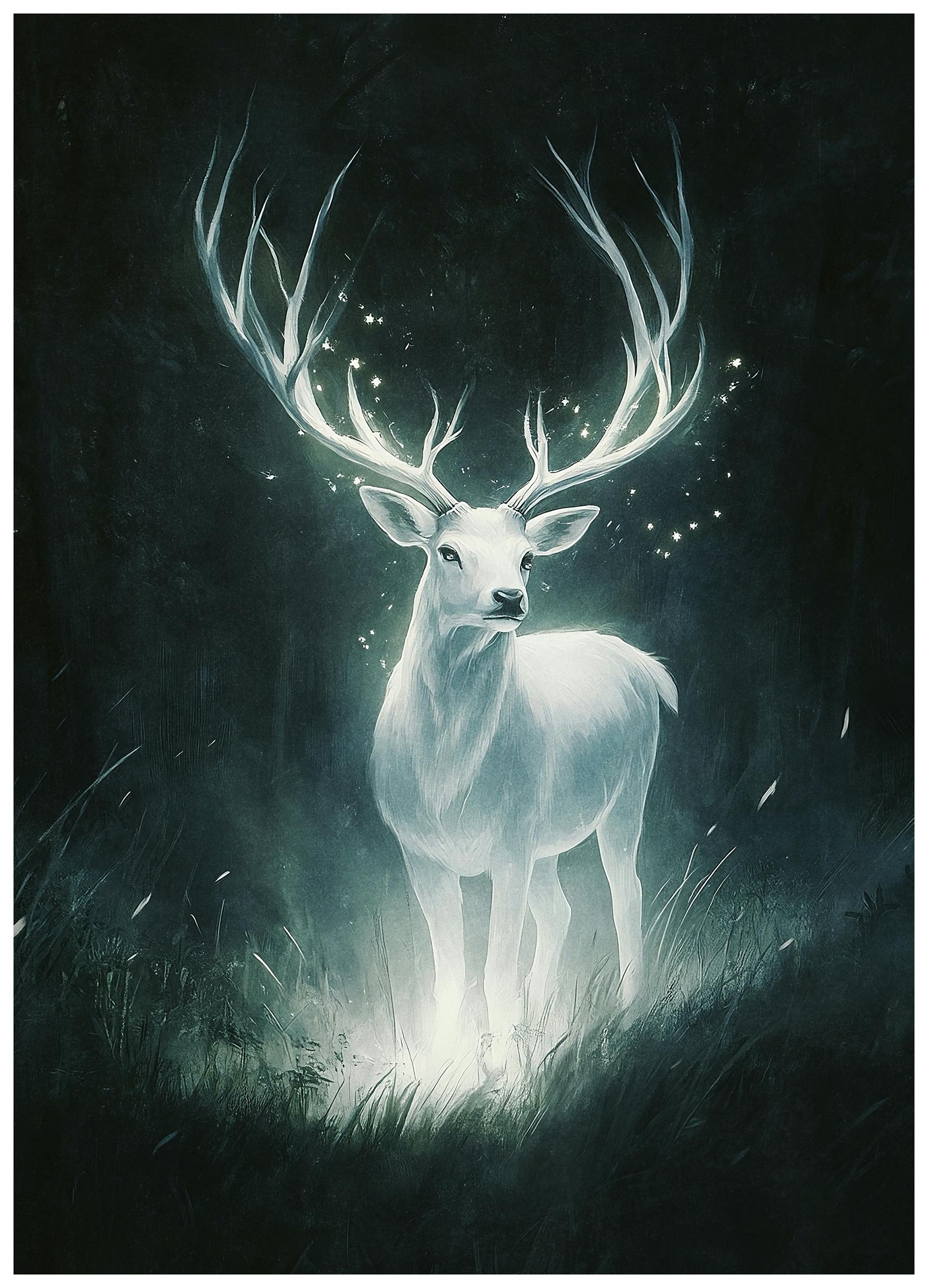 Olga Telnova - White Stag Poster (50x70 cm) - Poster Store