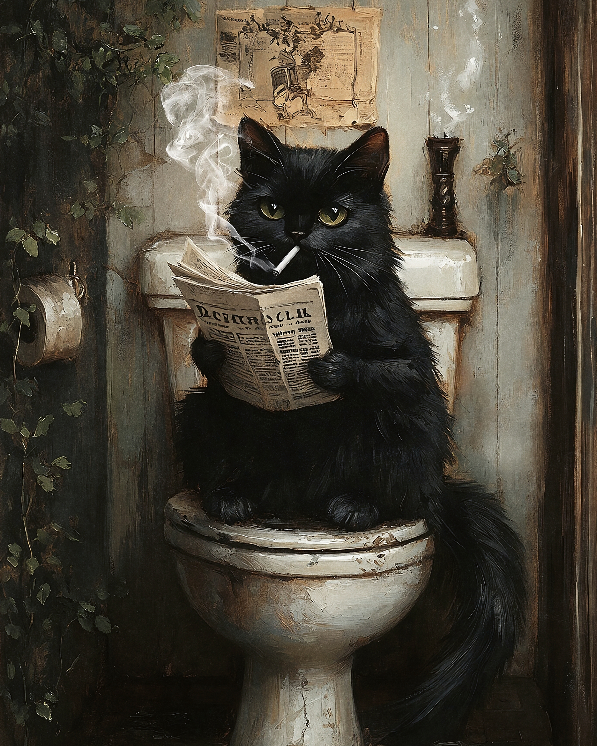 Olga Telnova - Black Cat Reading Poster