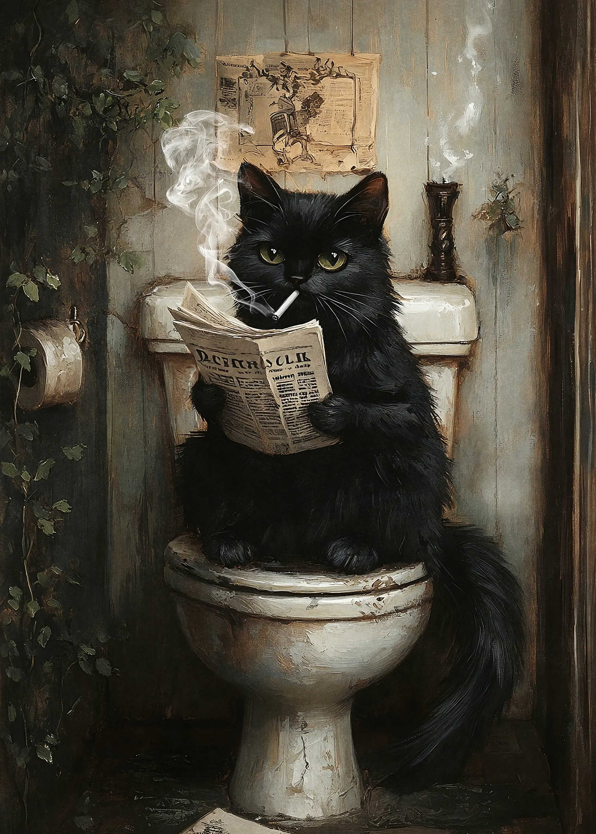 Olga Telnova - Chat Noir Lisant Affiche 0