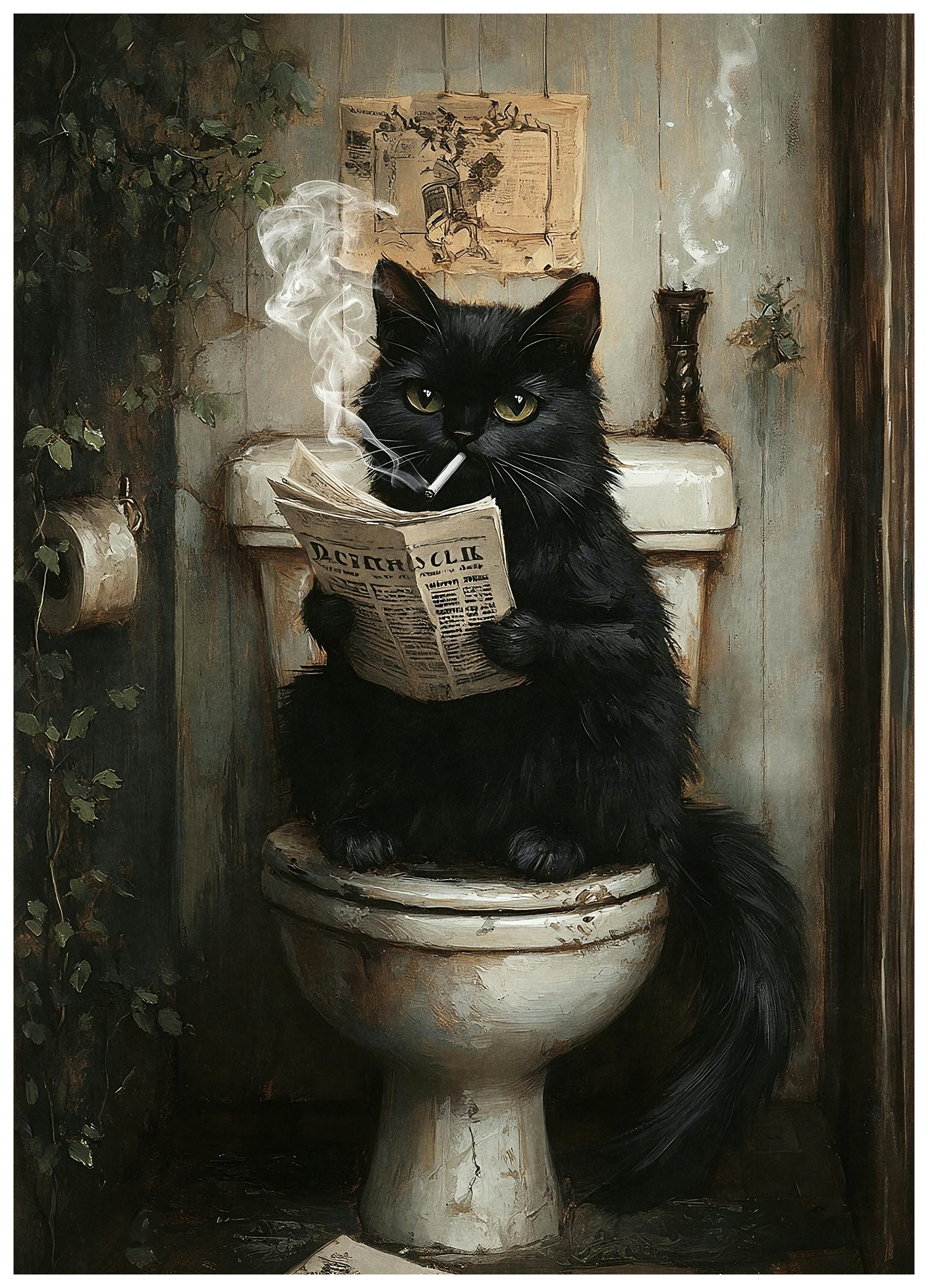 Olga Telnova - Black Cat Reading Poster (100x150 cm) - Poster Store