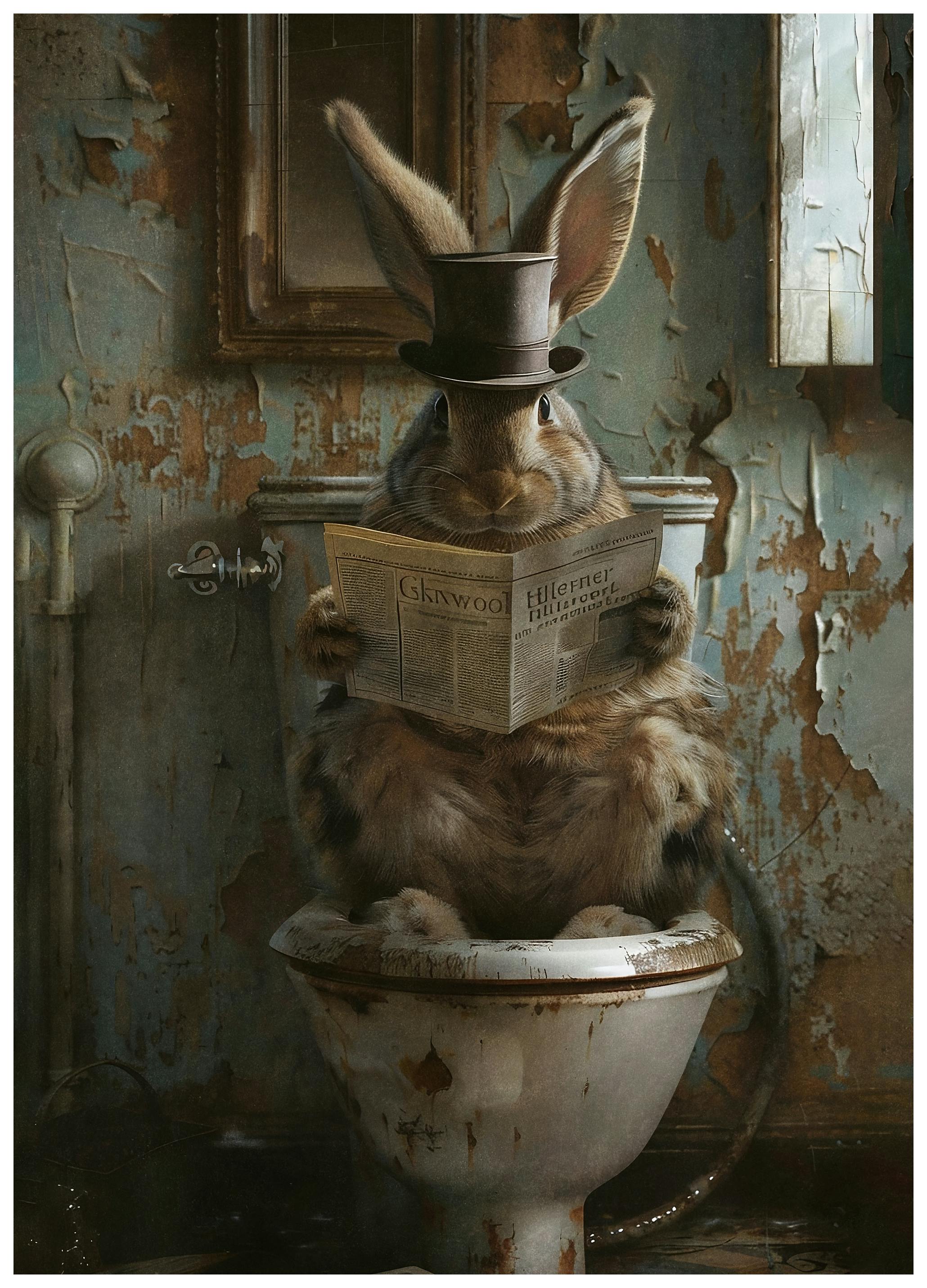 Olga Telnova - Rabbit Reading Poster (50x70 cm) - Poster Store