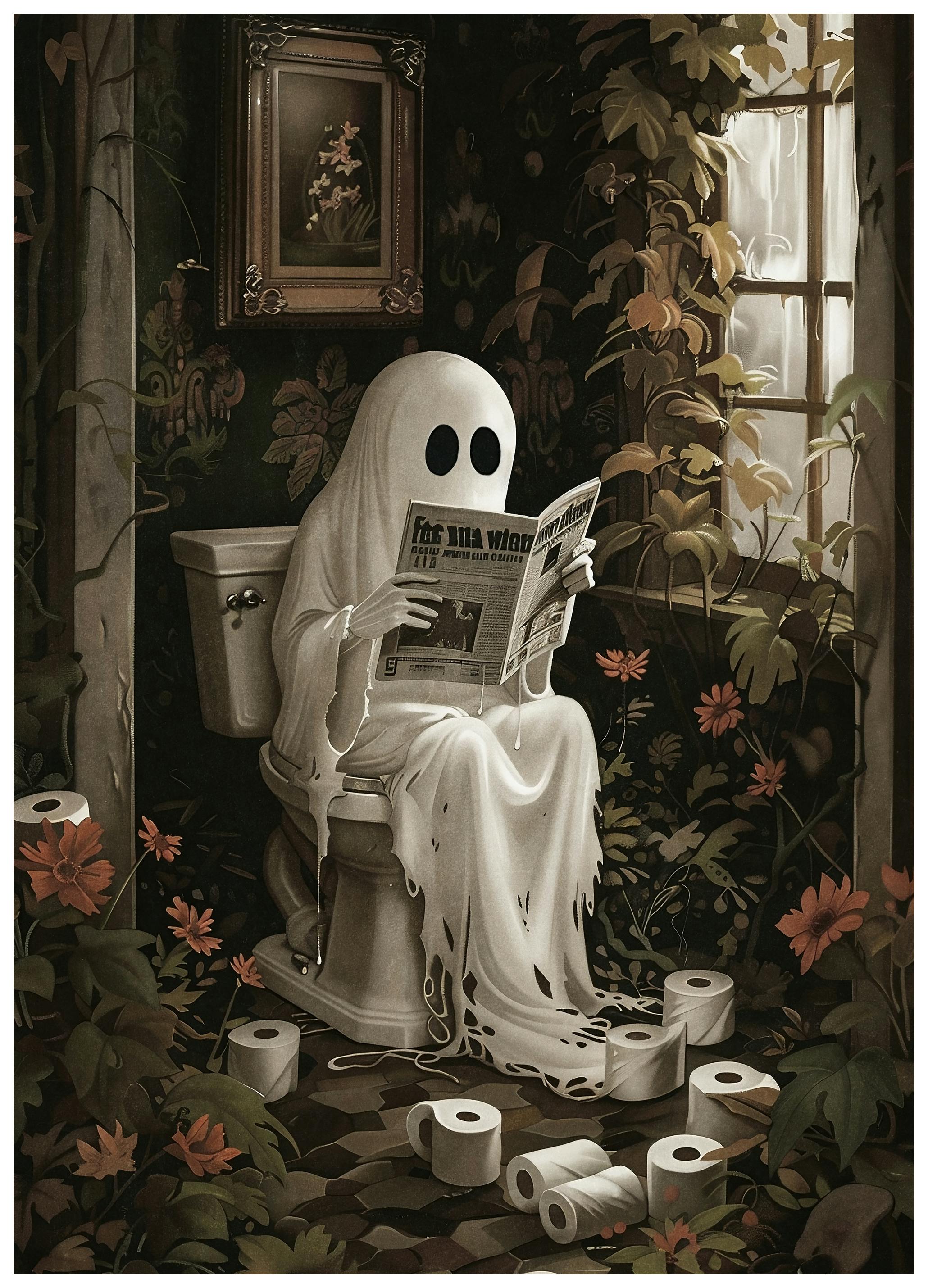 Olga Telnova - Läsande spöke Poster (40x50 cm) - Poster Store