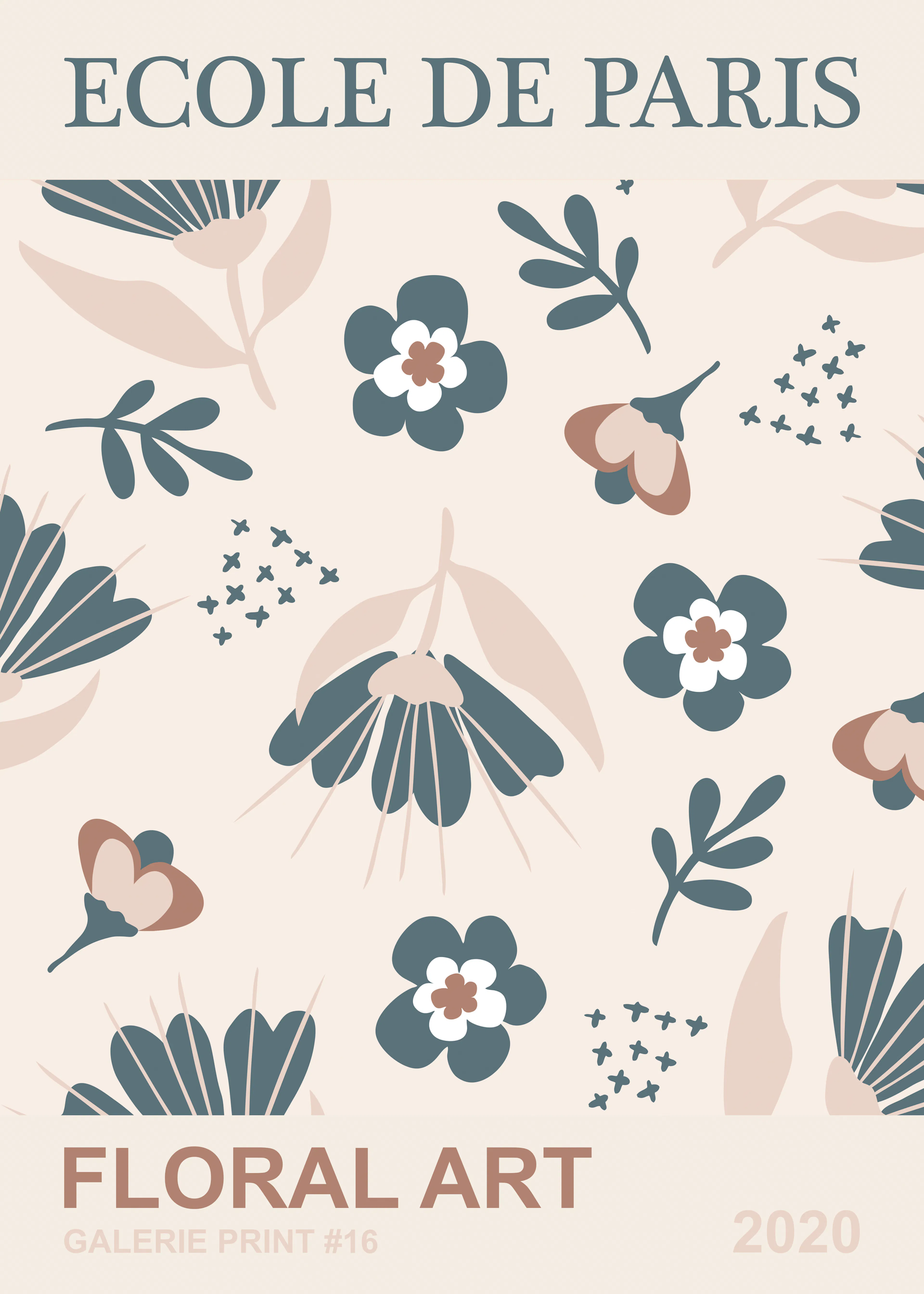 Olga Telnova - Ecole de Paris Floral Blue Poster 0