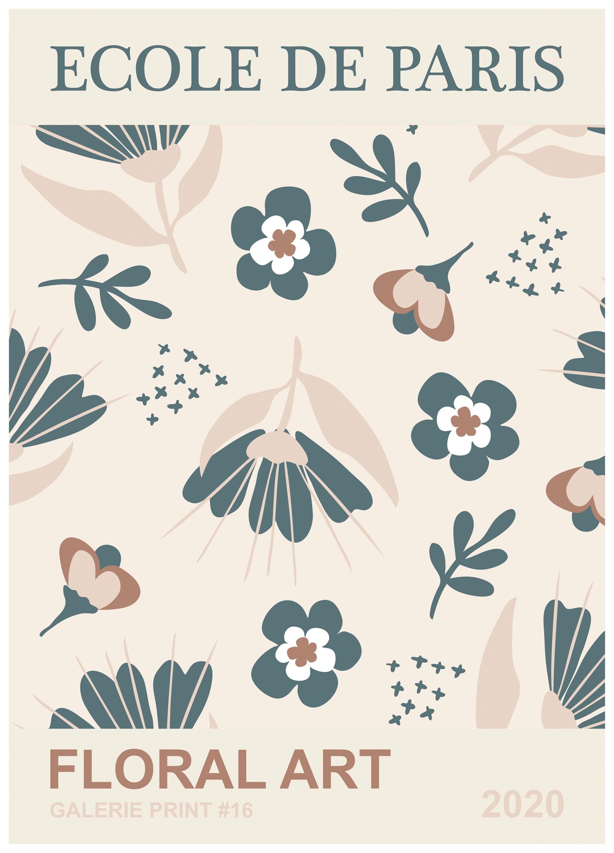 Olga Telnova - Ecole de Paris Bloemen Blauw Poster (50x70 cm) - Poster Store