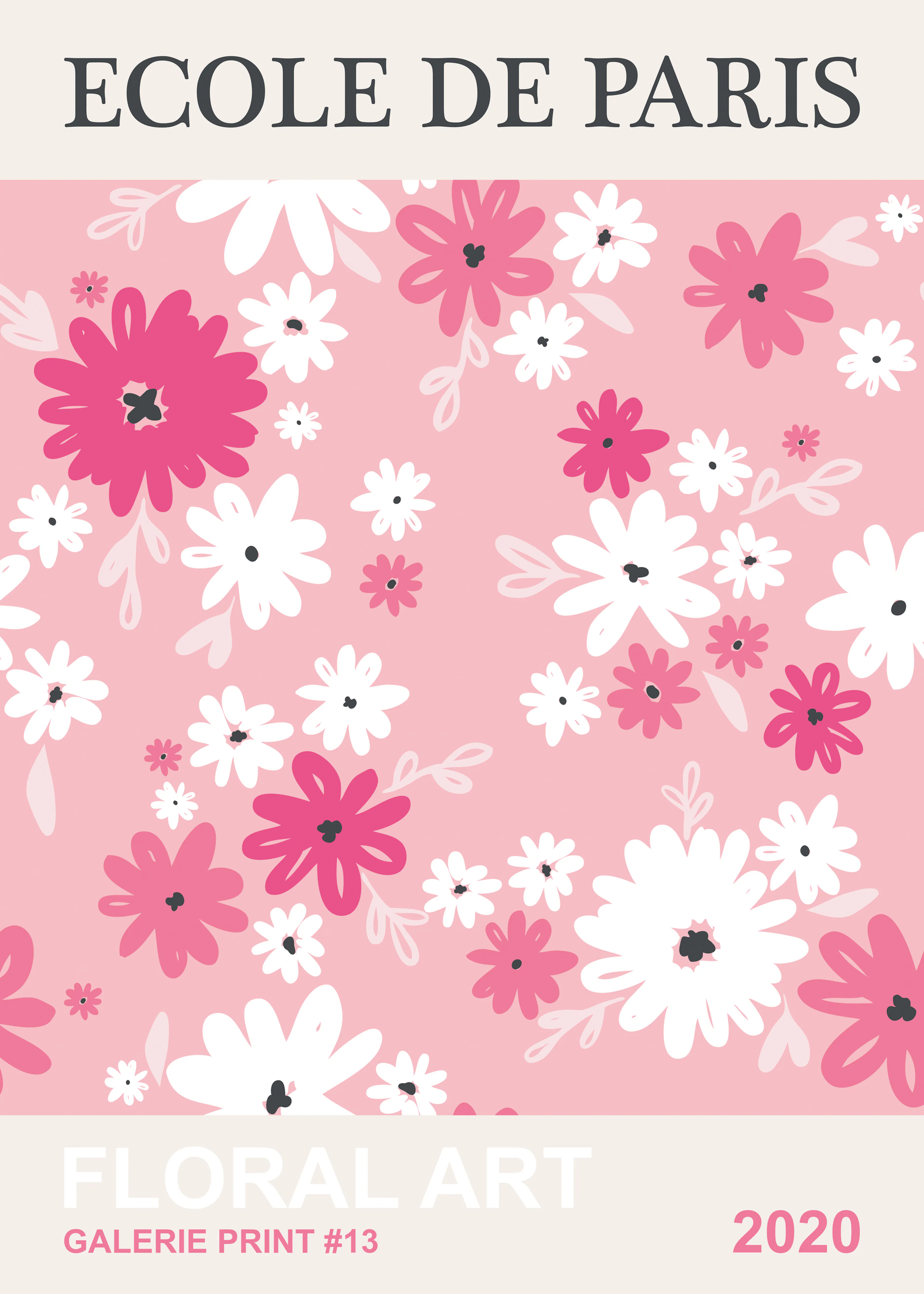 Olga Telnova - Ecole de Paris Floral Pink White Poster 0