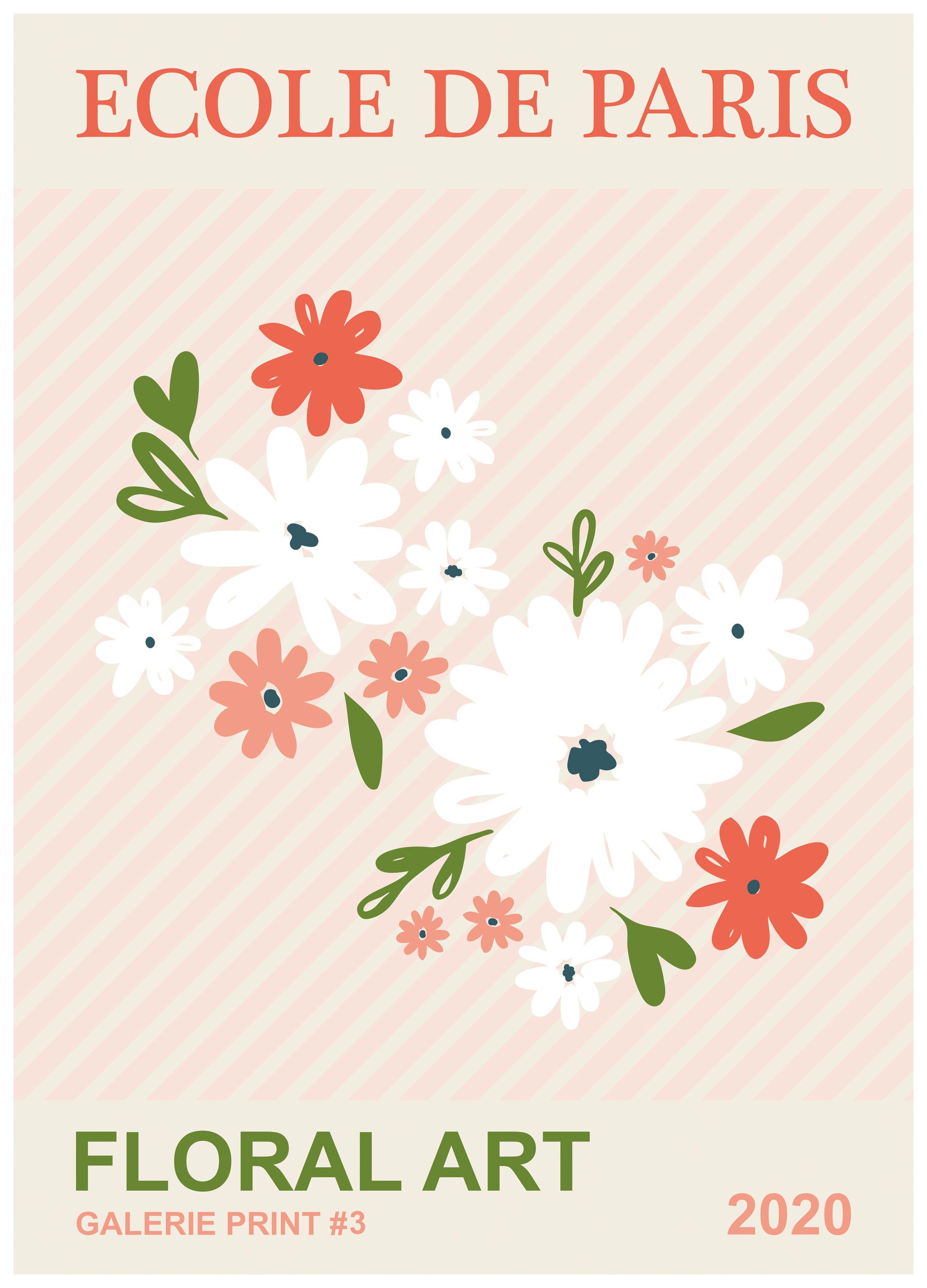 Olga Telnova - Ecole de Paris Floral Stripes Poster (70x100 cm) - Poster Store