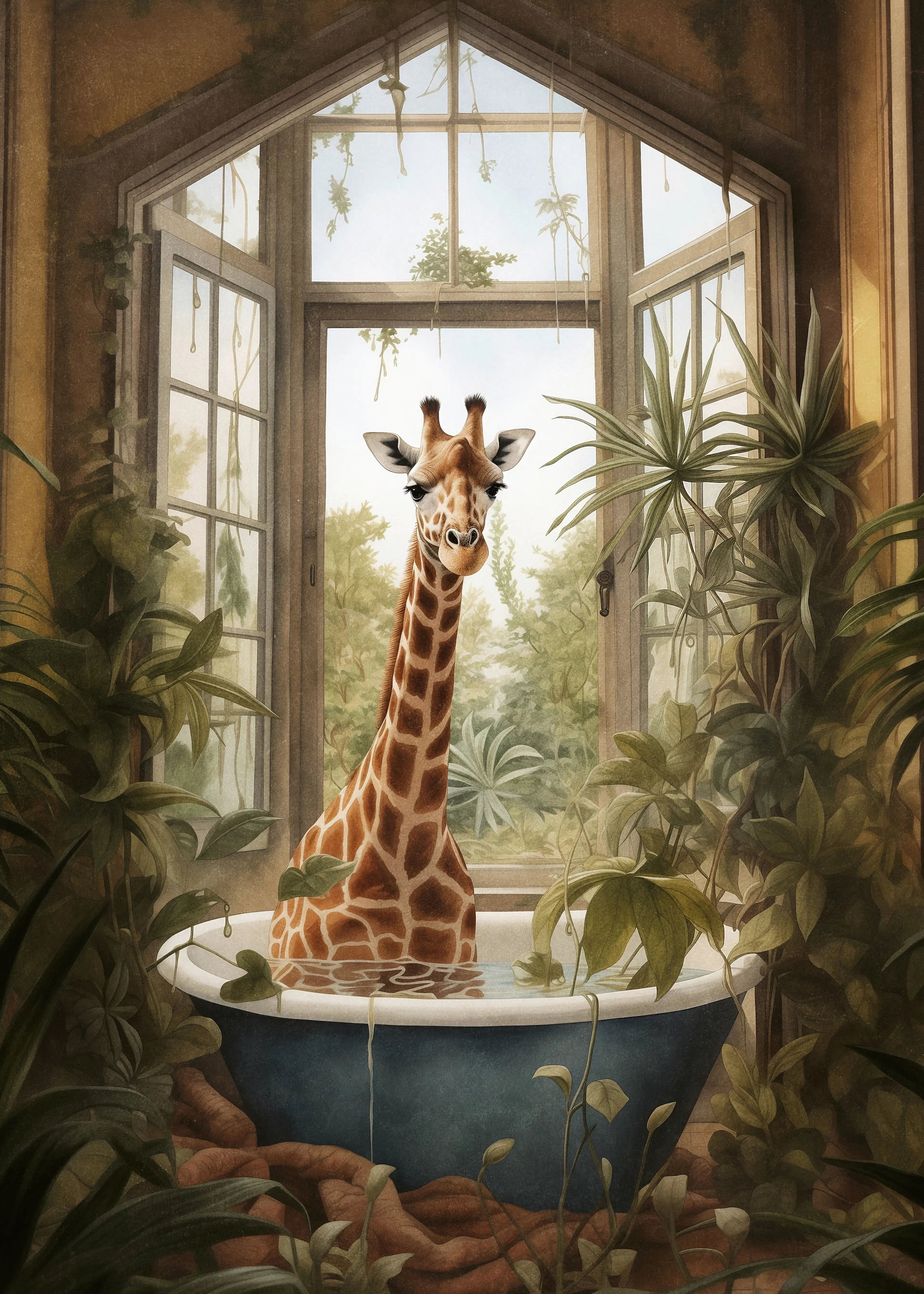 Olga Telnova - Girafe Salle de Bains Affiche 0